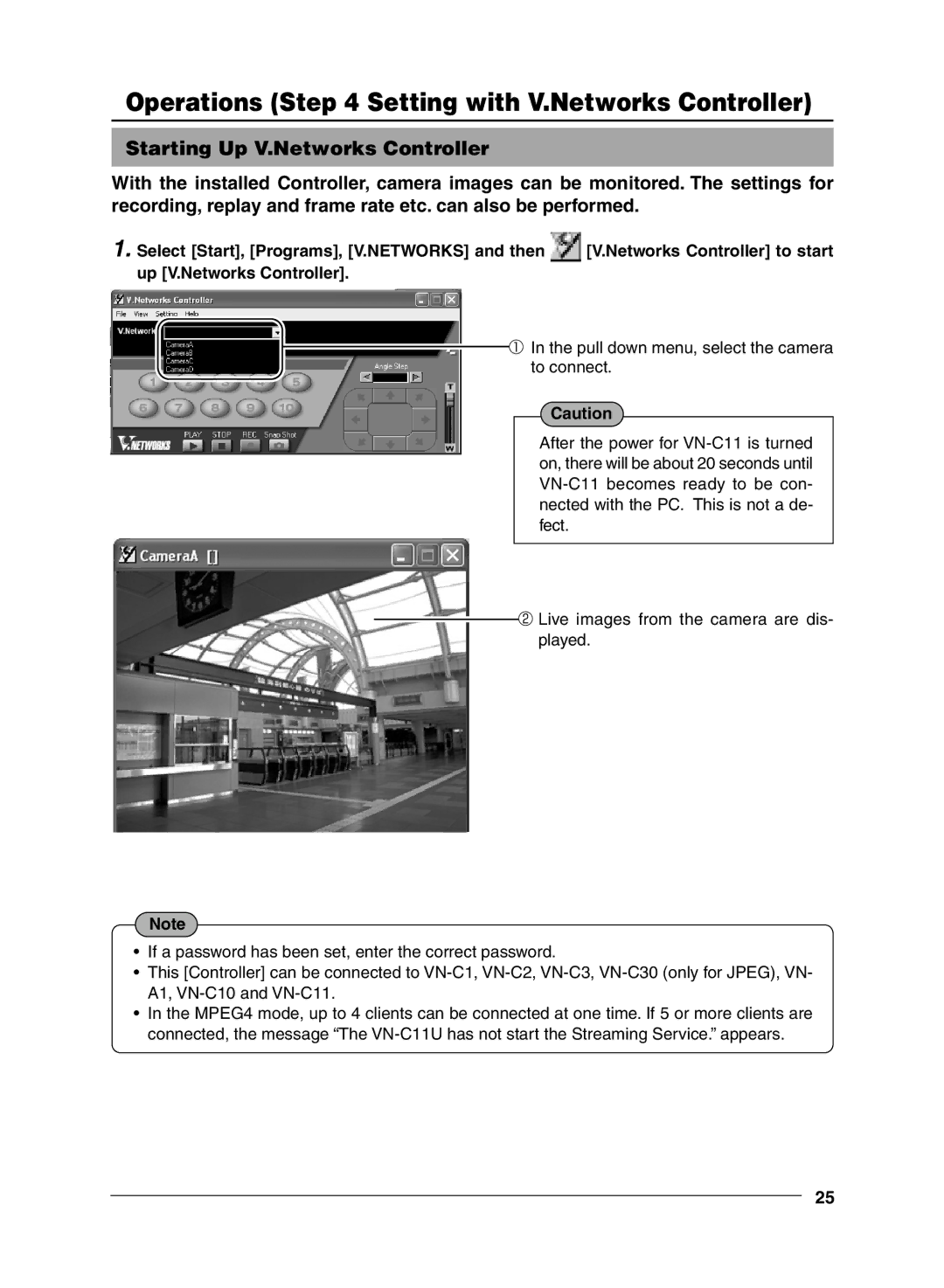 JVC VN-C11 manual Operations Setting with V.Networks Controller 