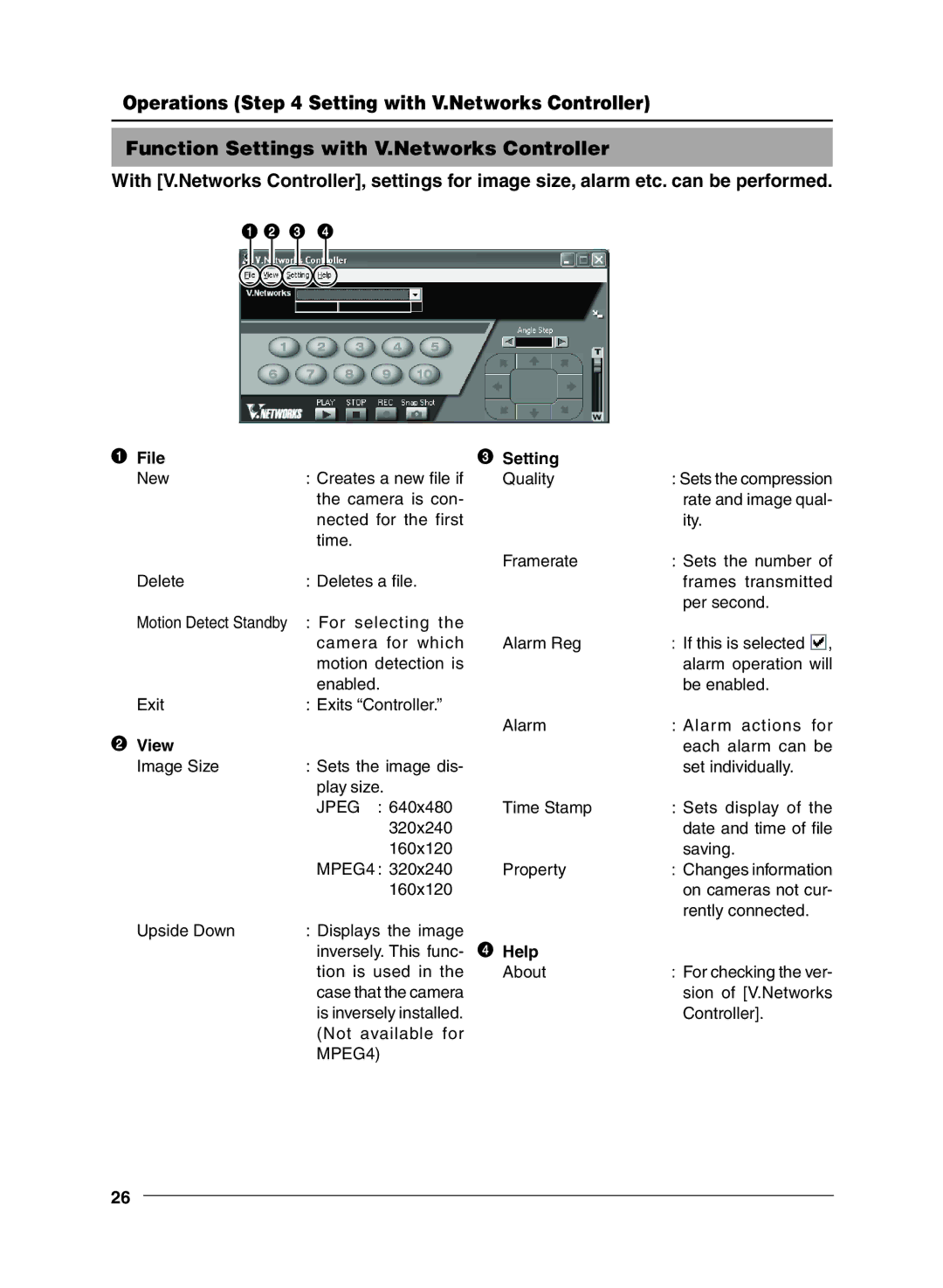 JVC VN-C11 manual File Setting, View, Help 