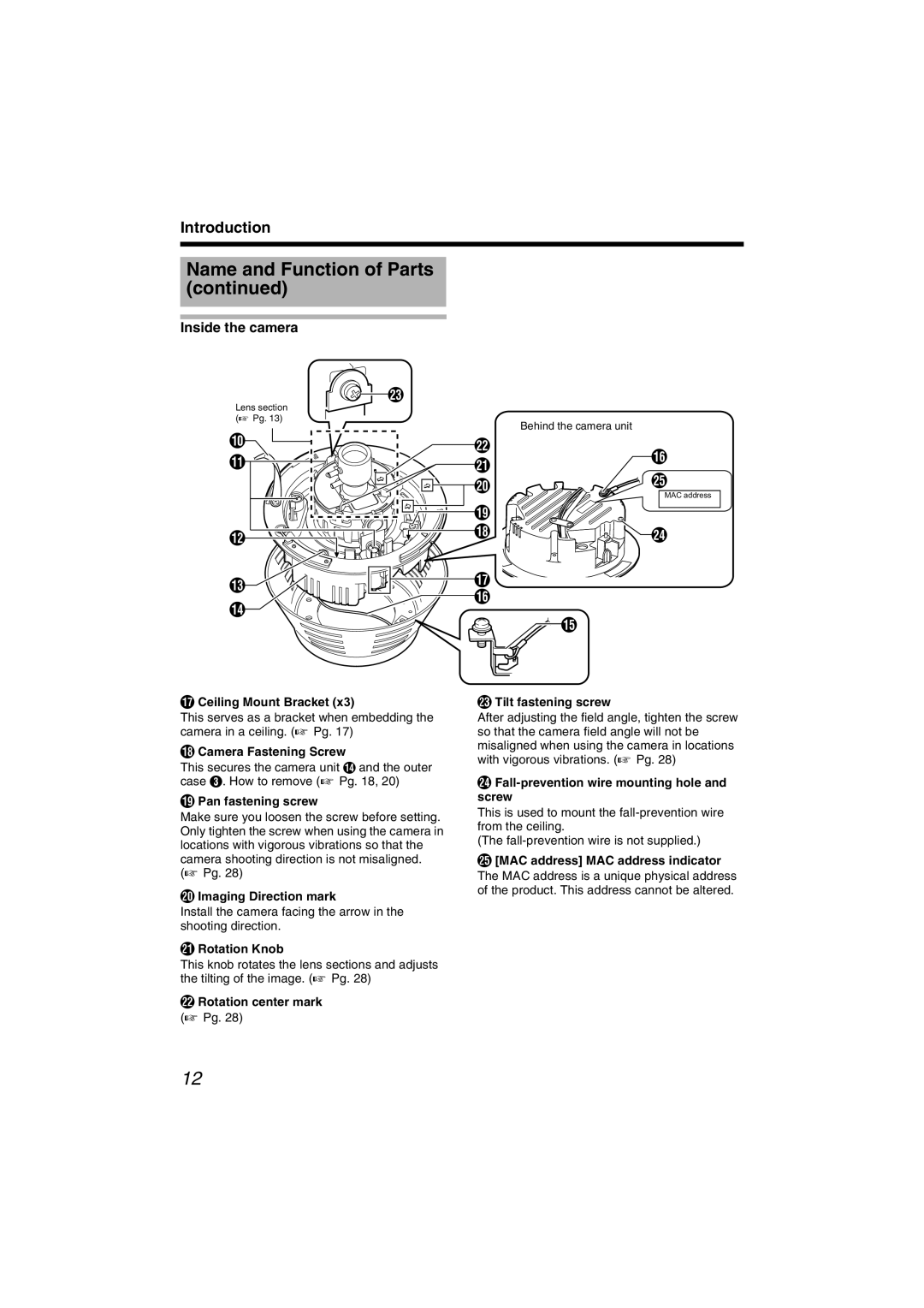 JVC VN-C215V4U manual Inside the camera 