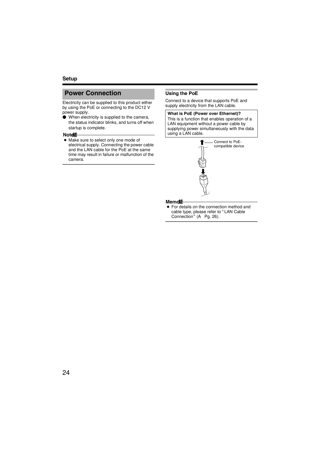 JVC VN-C215V4U manual Power Connection, Using the PoE, What is PoE Power over Ethernet? 