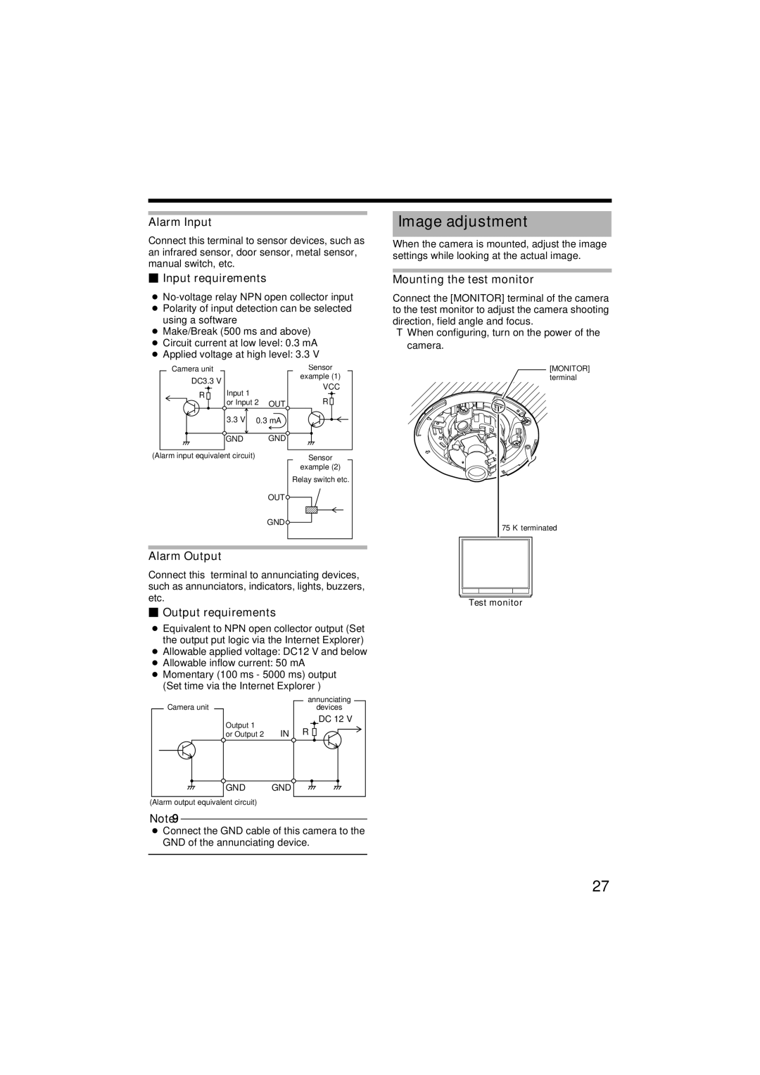 JVC VN-C215V4U manual Image adjustment 