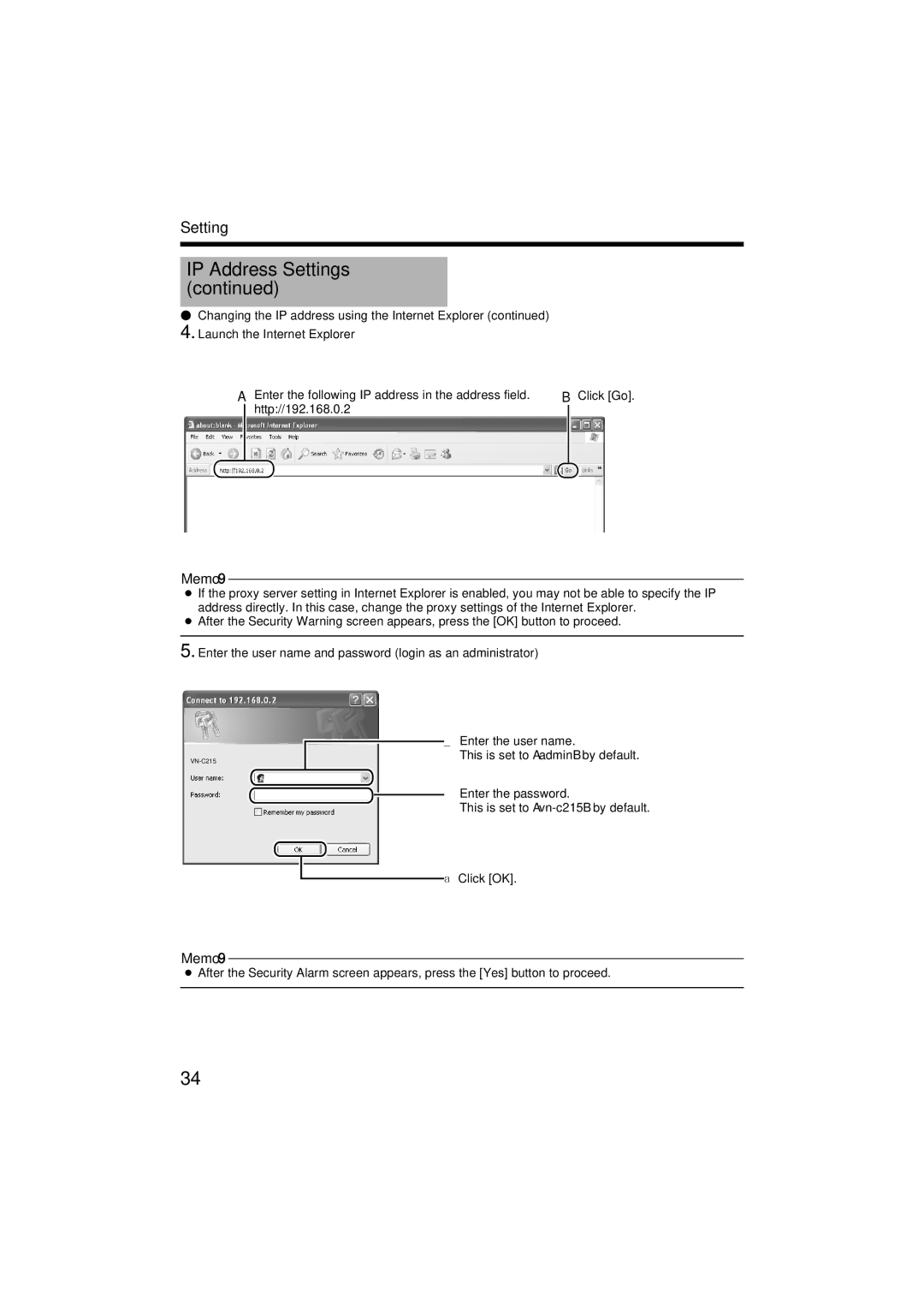 JVC VN-C215V4U manual Enter the user name and password login as an administrator 