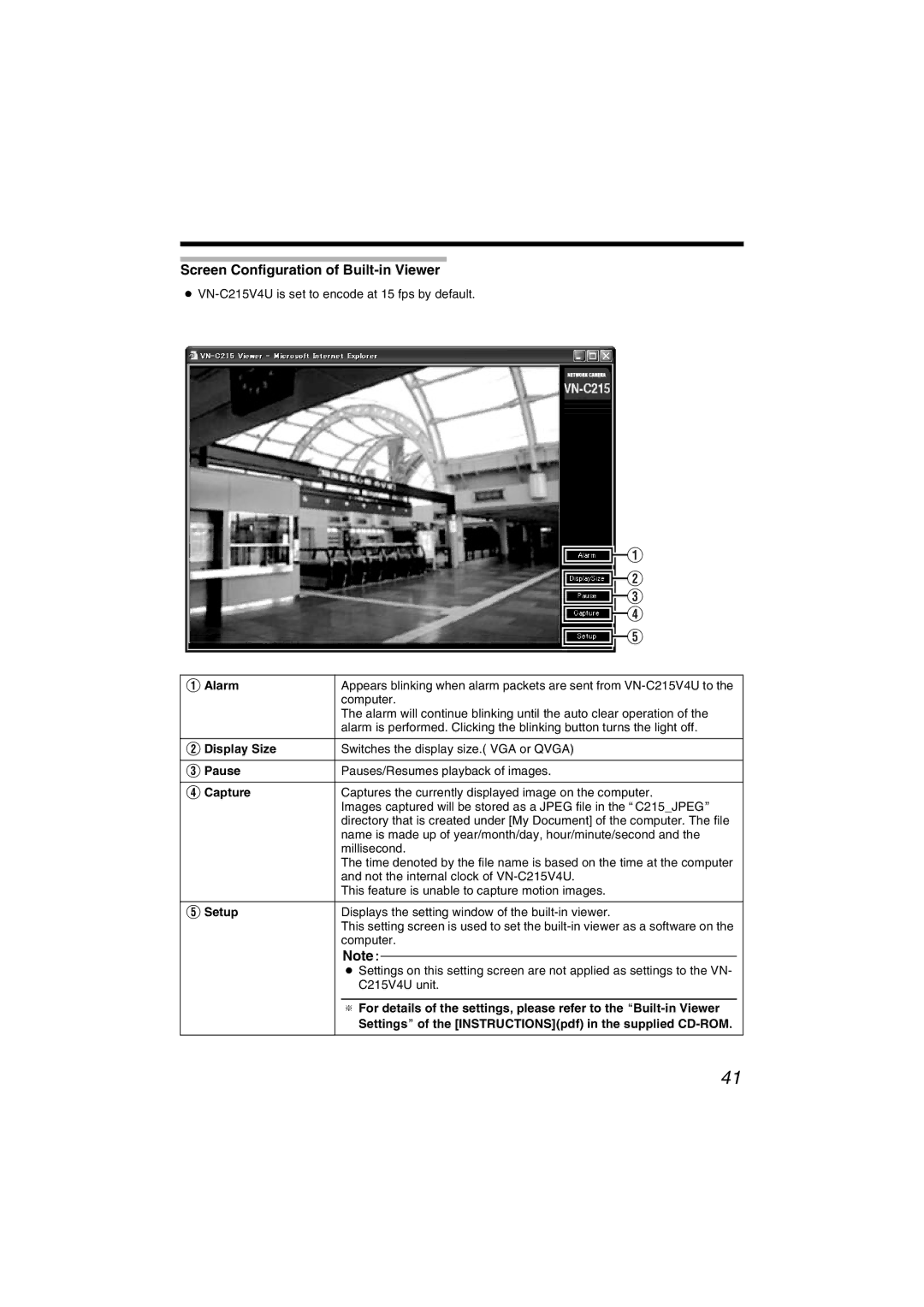 JVC VN-C215V4U manual Screen Configuration of Built-in Viewer 