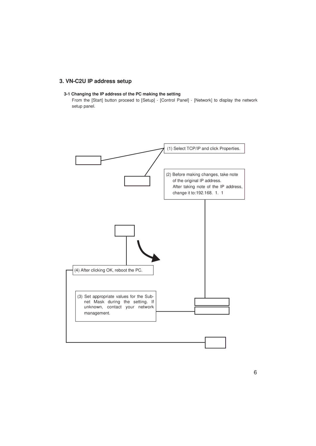 JVC instruction manual VN-C2U IP address setup, Changing the IP address of the PC making the setting 