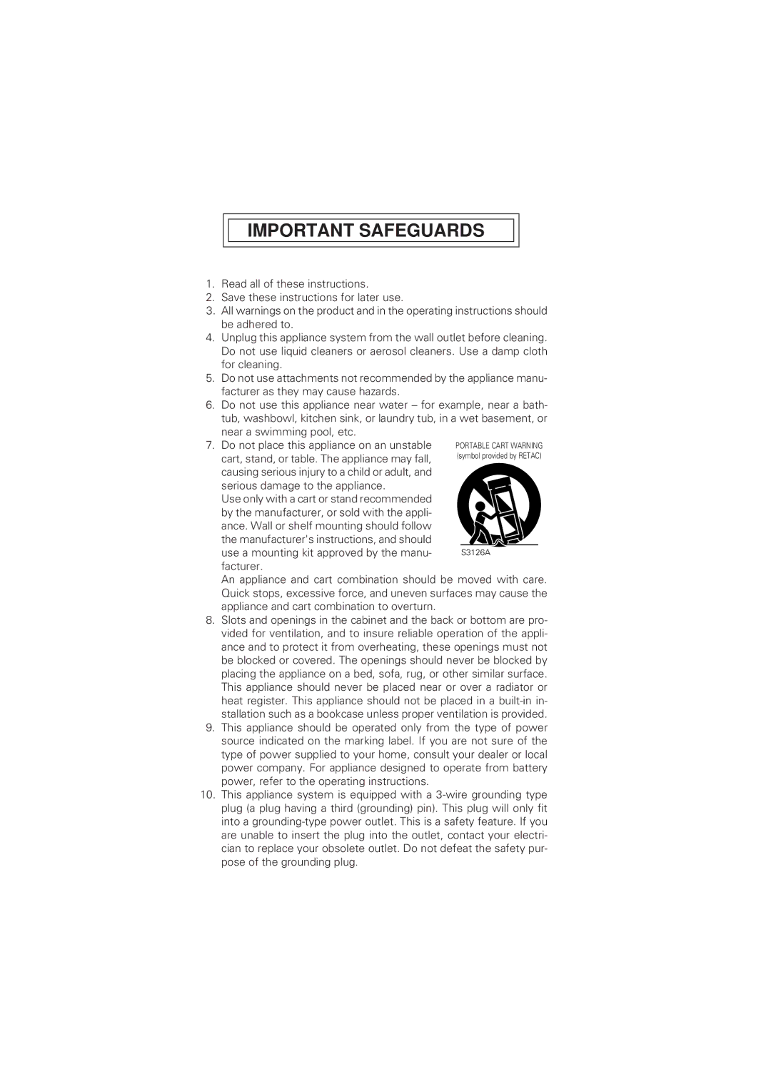 JVC VN-C2U instruction manual Important Safeguards 