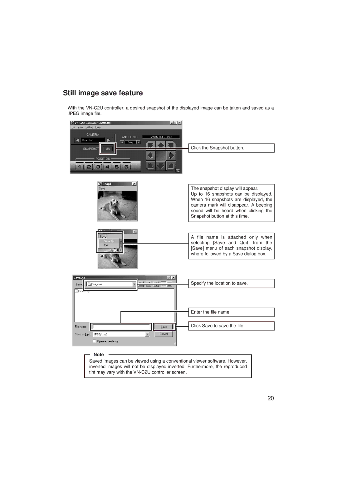 JVC VN-C2U instruction manual Still image save feature 