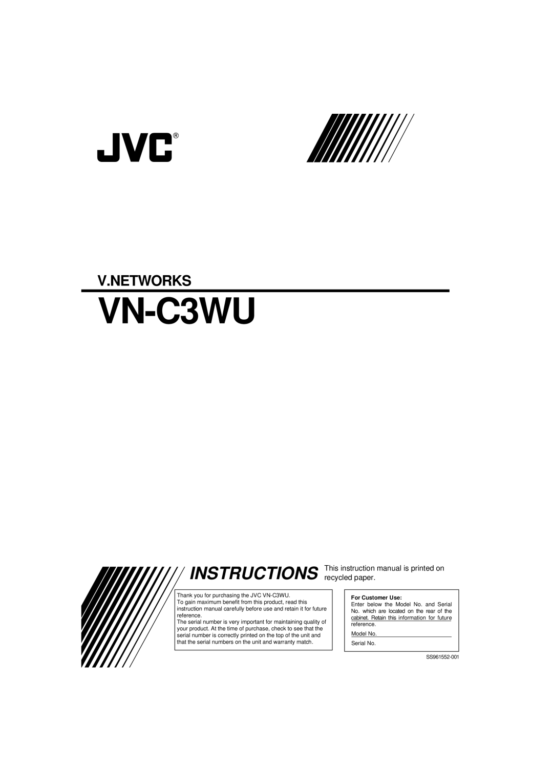 JVC VN-C3WU instruction manual 