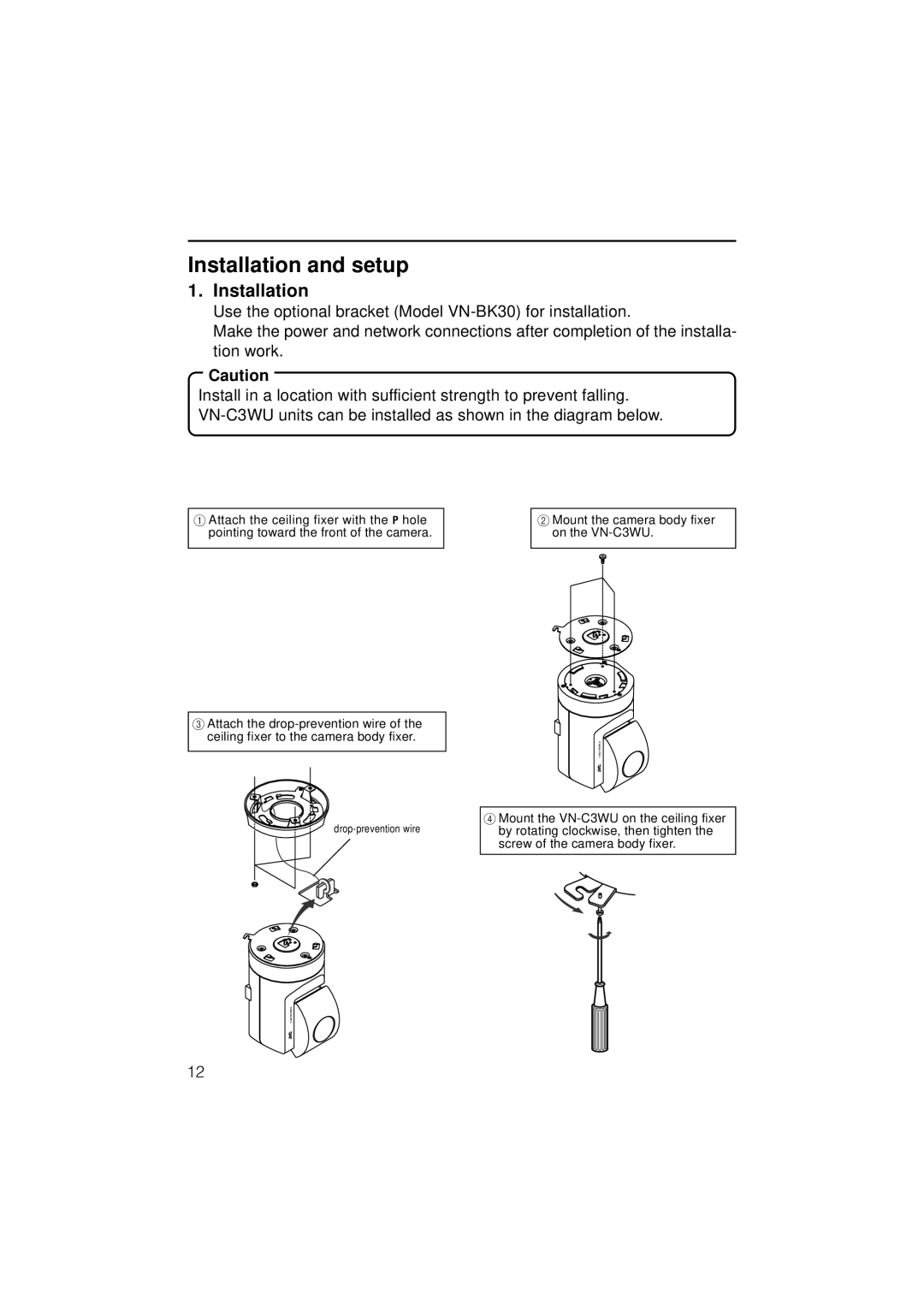 JVC VN-C3WU instruction manual Installation and setup 