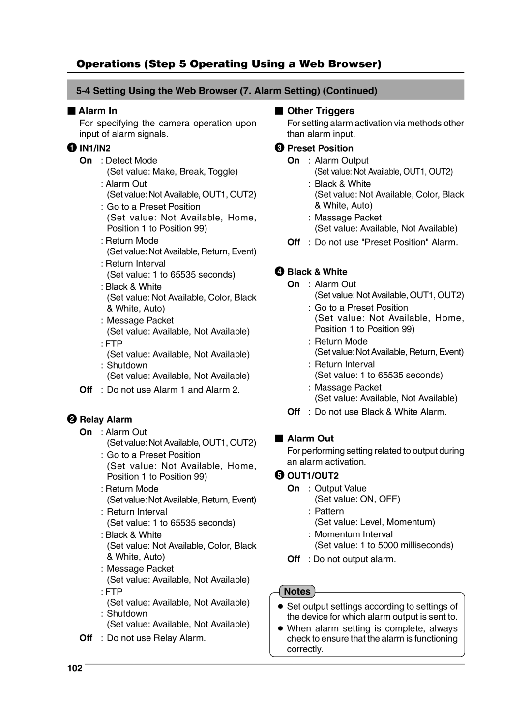 JVC VN-C625 manual  Alarm Out 