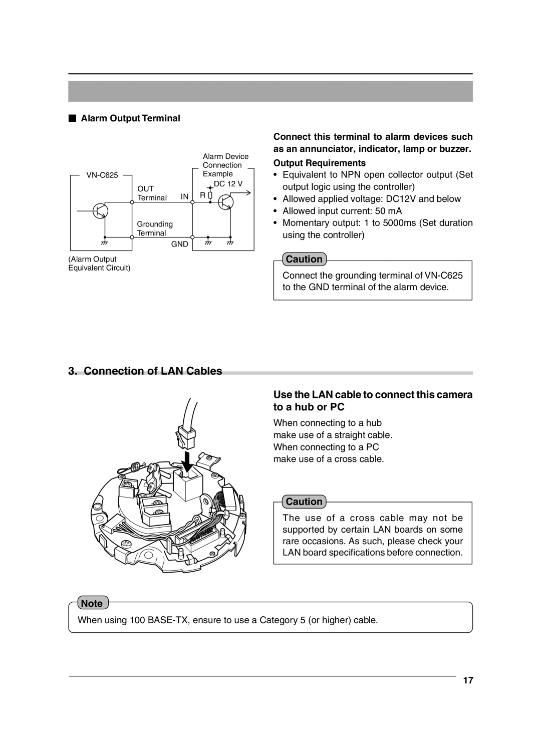 JVC VN-C625 manual Output Requirements 