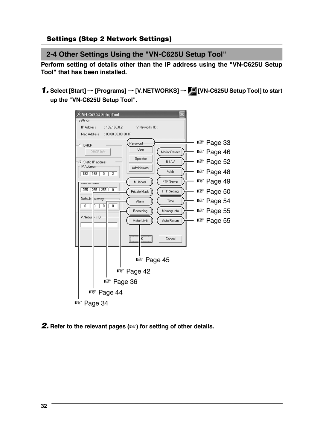 JVC manual Other Settings Using the VN-C625U Setup Tool 