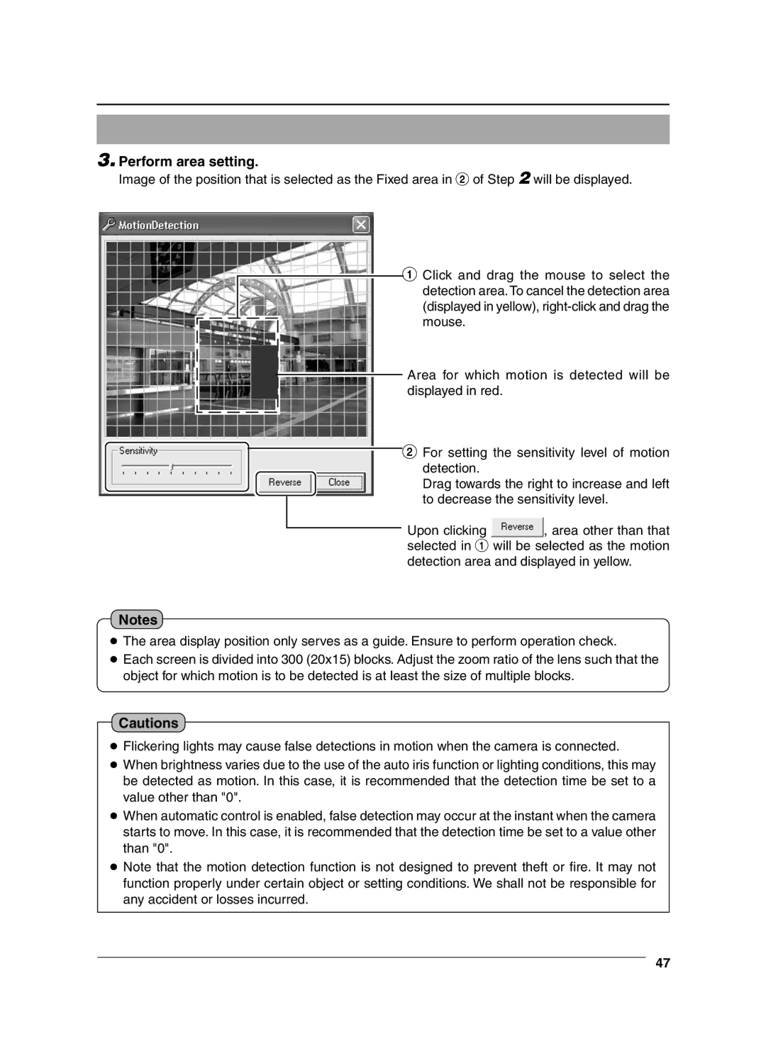 JVC VN-C625 manual Perform area setting 