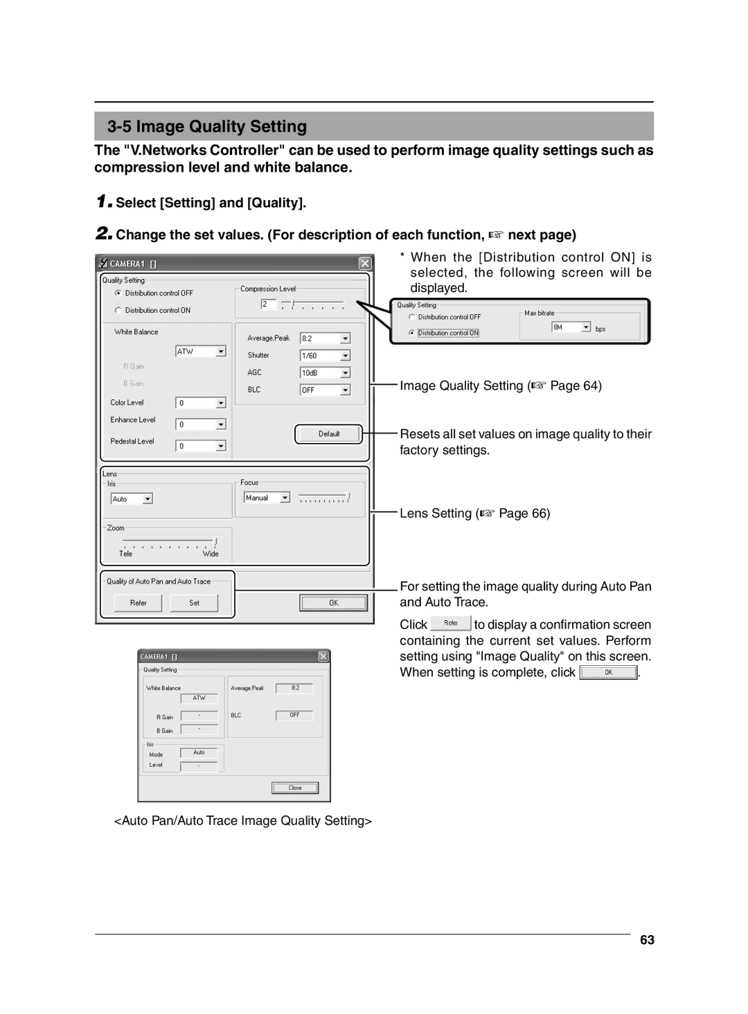 JVC VN-C625 manual Image Quality Setting 