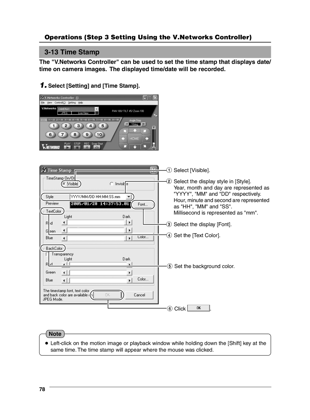 JVC VN-C625 manual Select Setting and Time Stamp Perform setting 