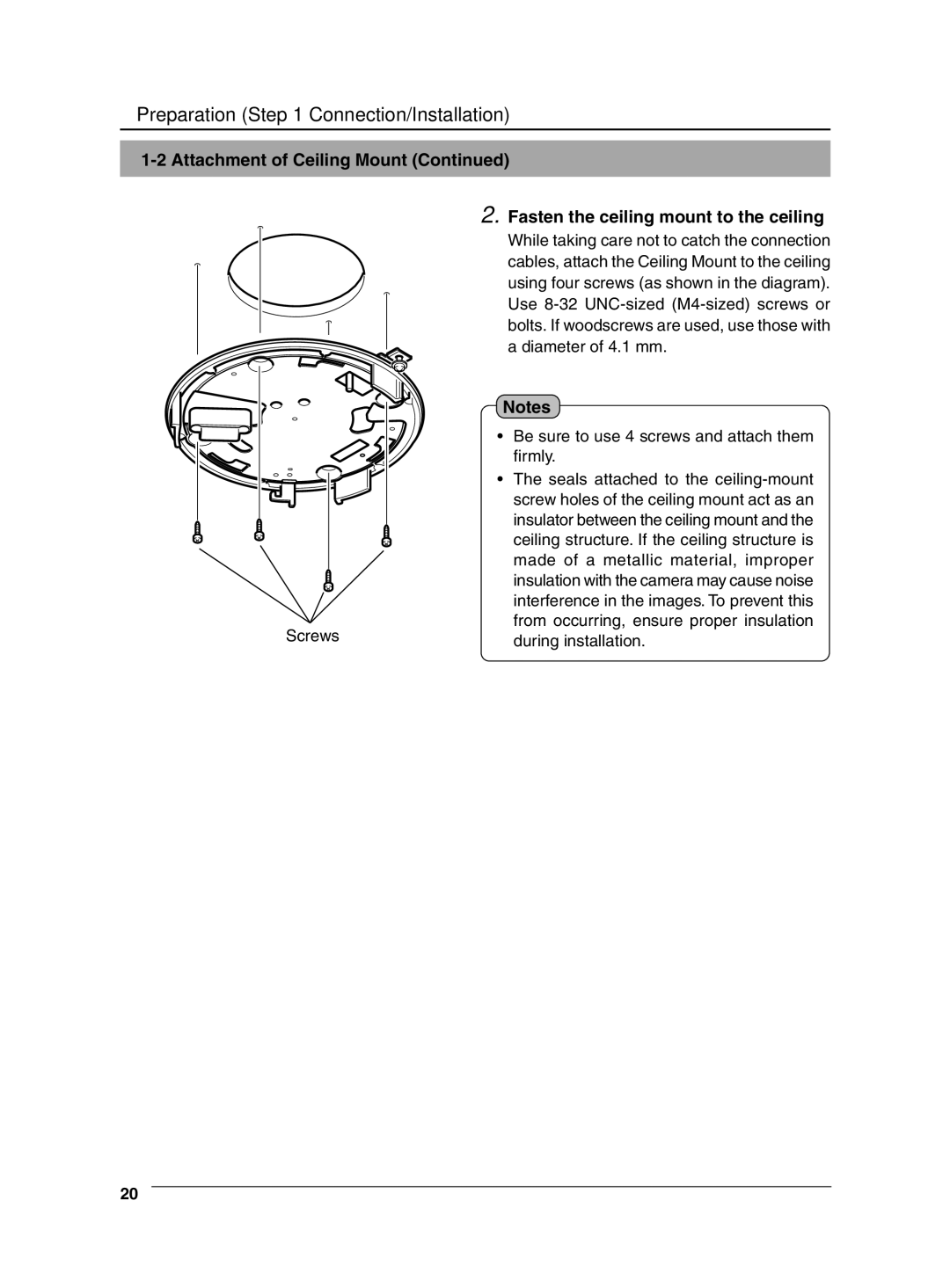 JVC VN-C655 manual Ceiling structure. If the ceiling structure is 