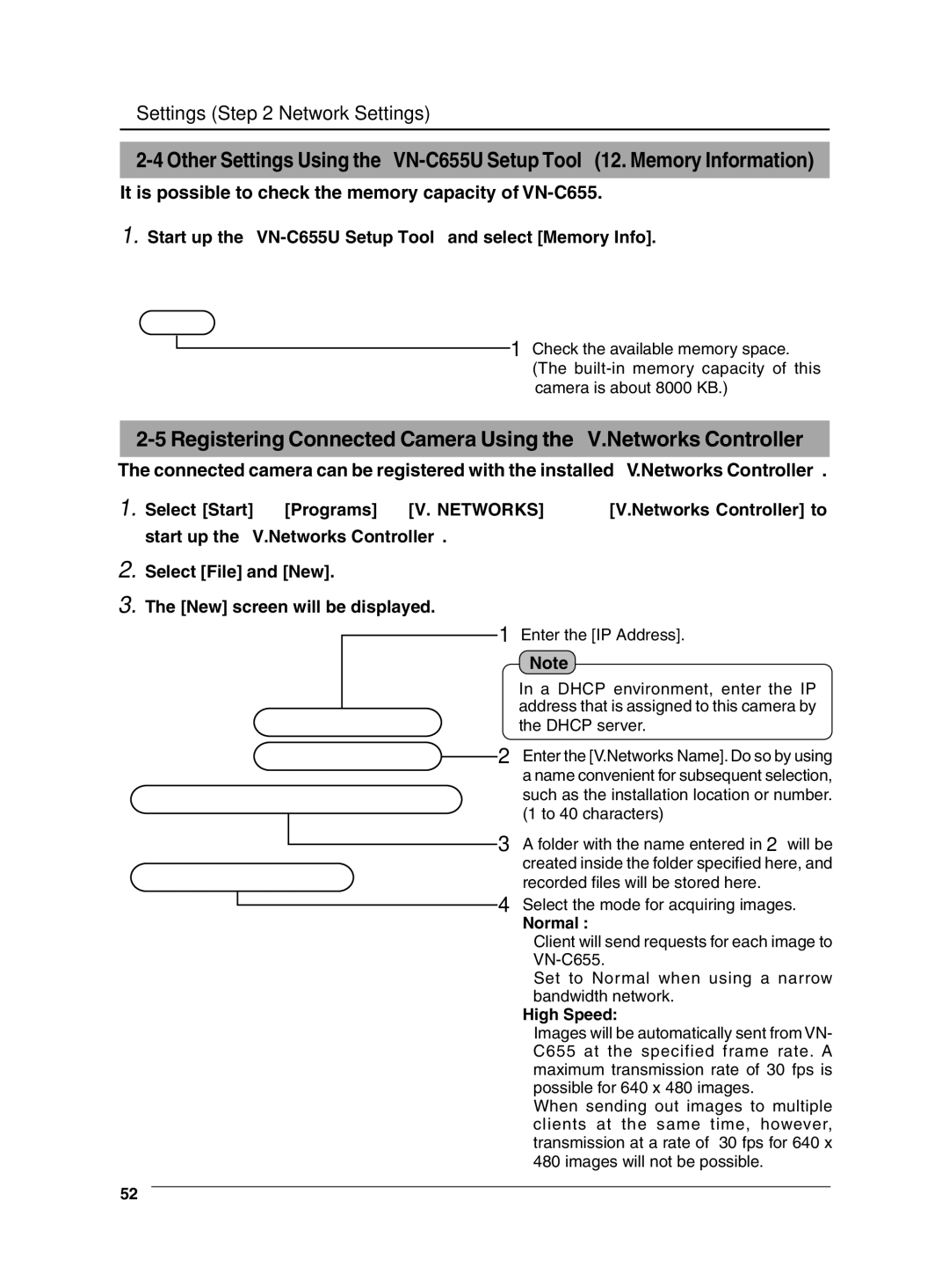 JVC manual Start up the VN-C655U Setup Tool and select Memory Info, Normal, High Speed 