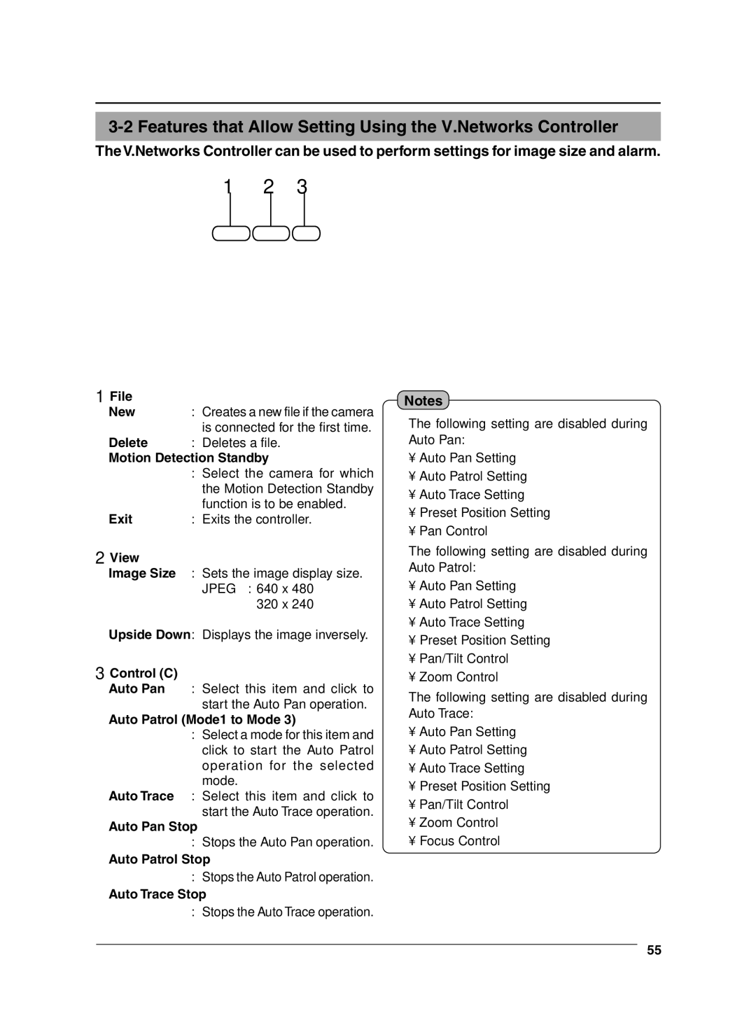 JVC VN-C655 manual Features that Allow Setting Using the V.Networks Controller 