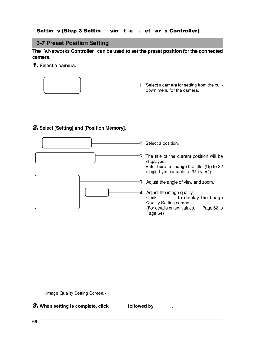 JVC VN-C655 manual Preset Position Setting, Select Setting and Position Memory 