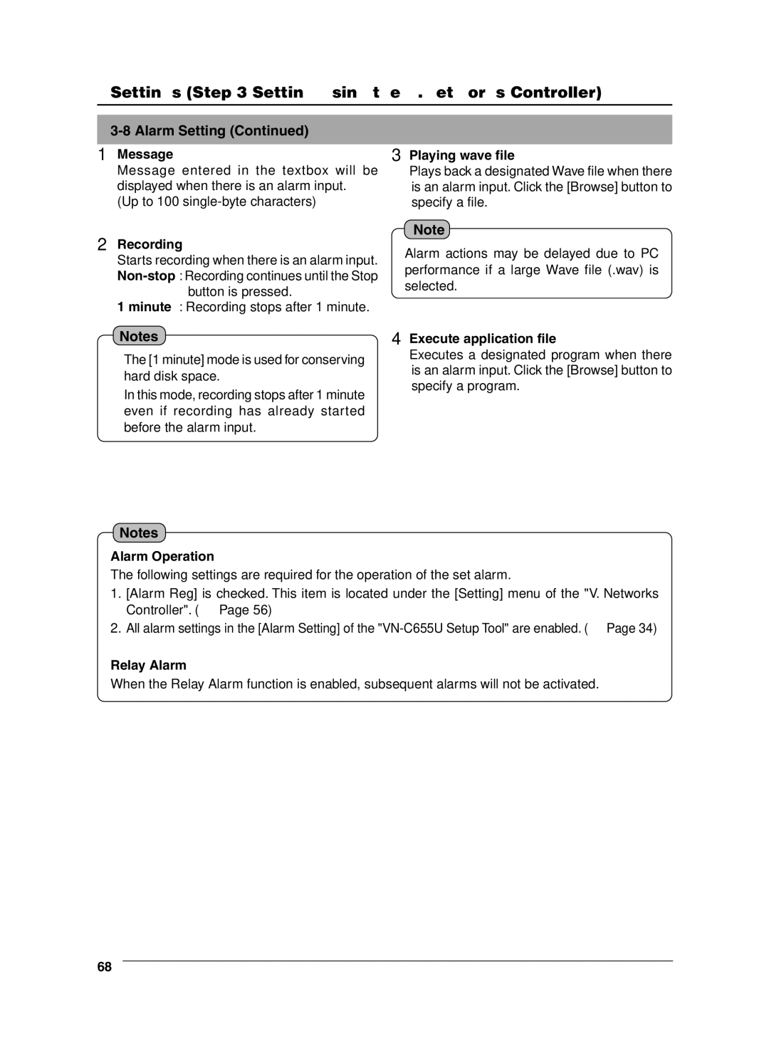 JVC VN-C655 manual Alarm Setting 