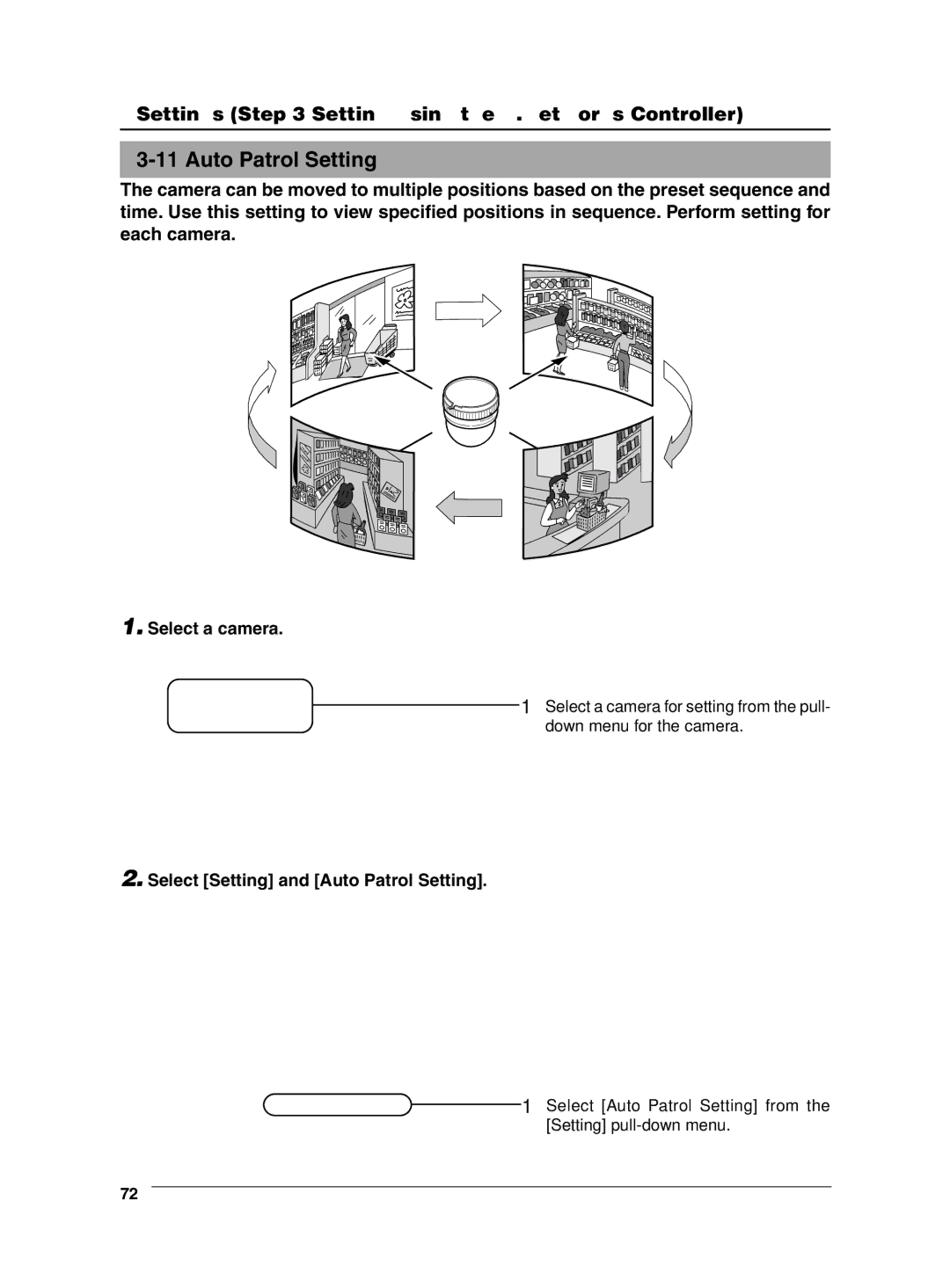 JVC VN-C655 manual Select Setting and Auto Patrol Setting 