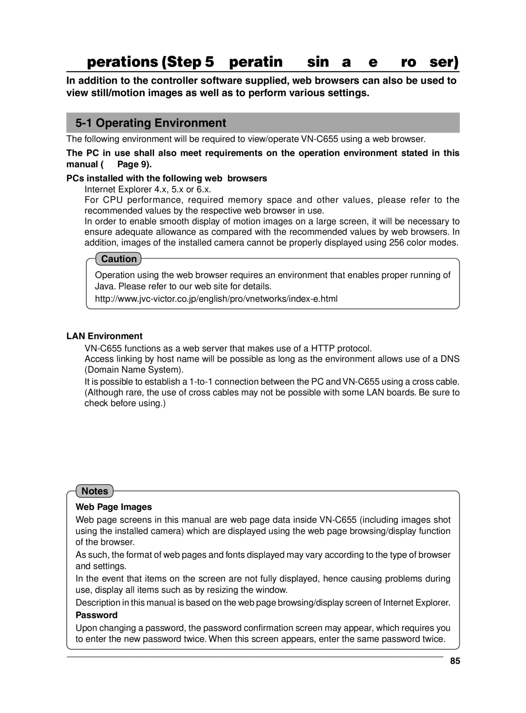 JVC VN-C655 manual LAN Environment, Web Page Images 