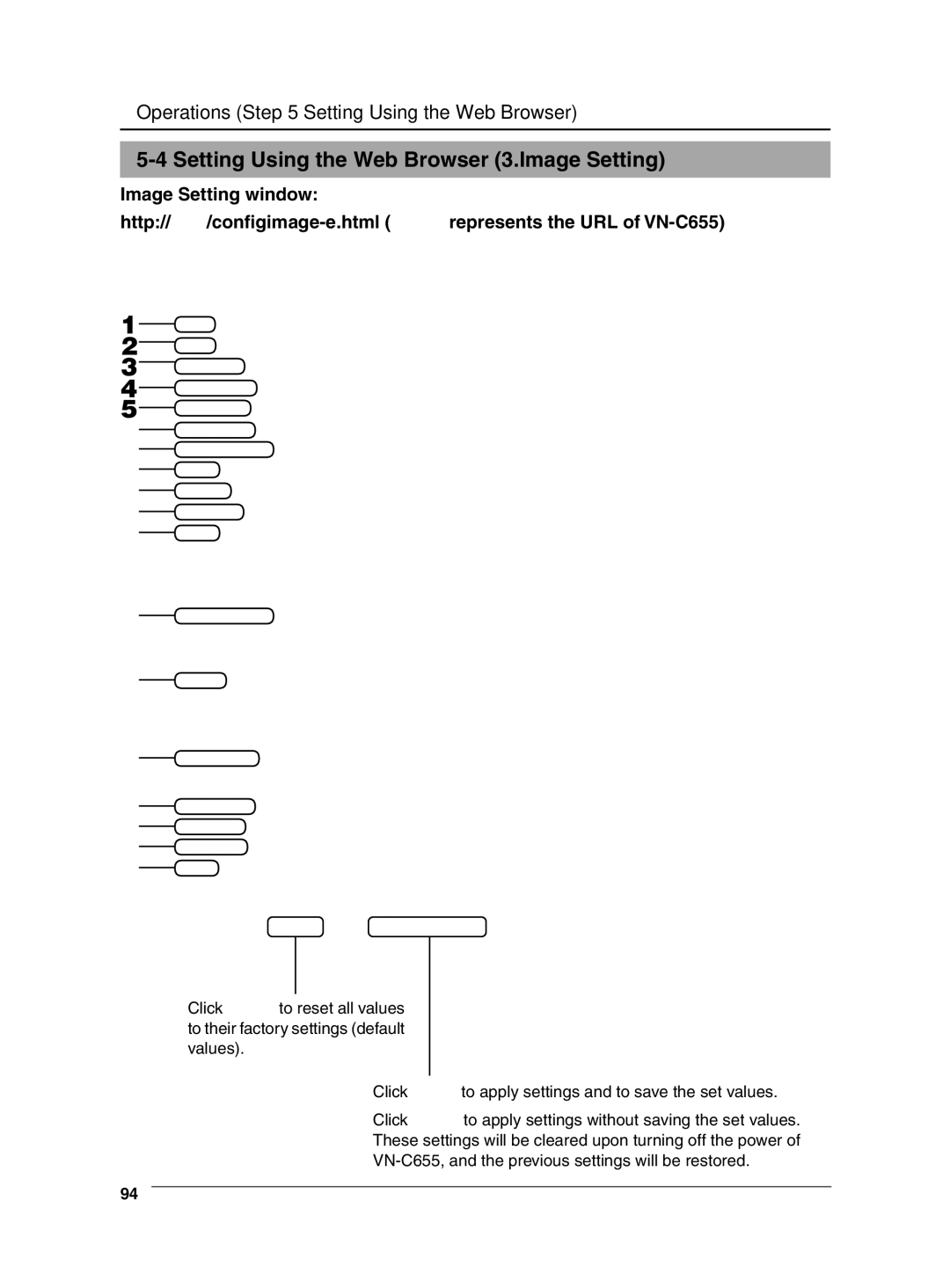 JVC VN-C655 manual Setting Using the Web Browser 3.Image Setting, Operations Setting Using the Web Browser 