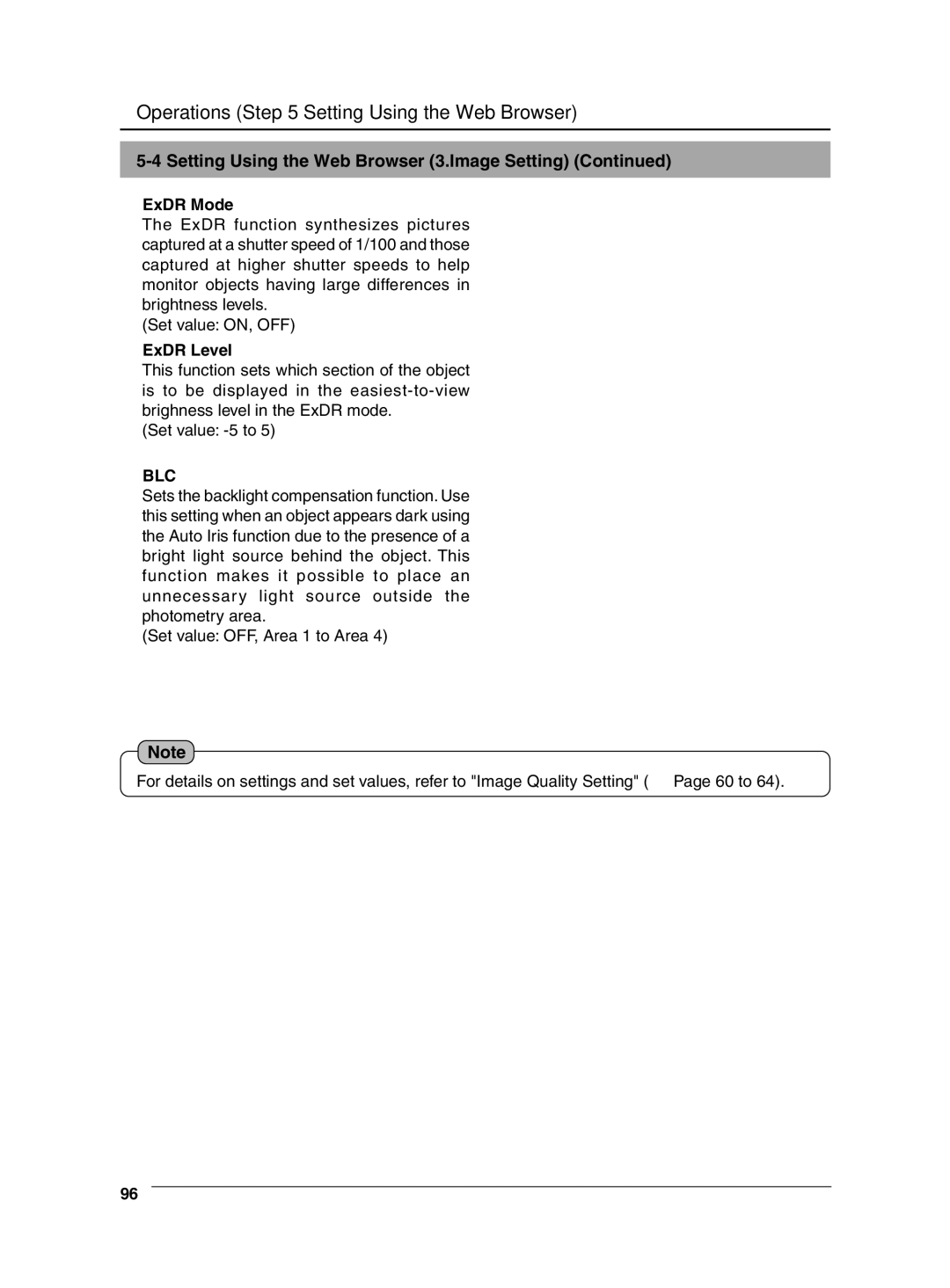 JVC VN-C655 manual Setting Using the Web Browser 3.Image Setting, ExDR Mode 