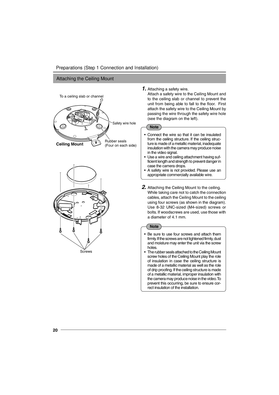 JVC VN-C655U manual Ceiling Mount 