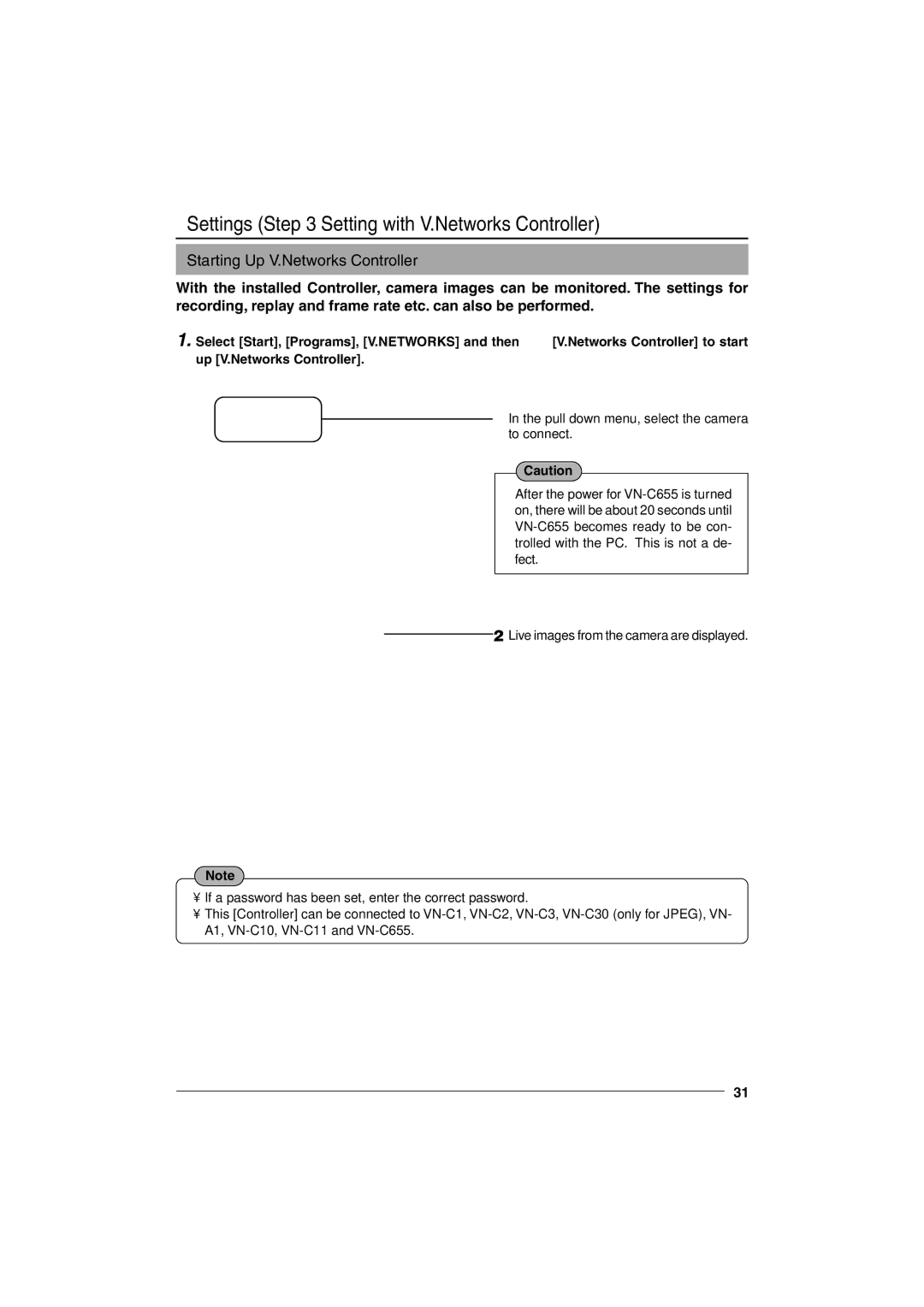 JVC VN-C655U manual Settings Setting with V.Networks Controller 