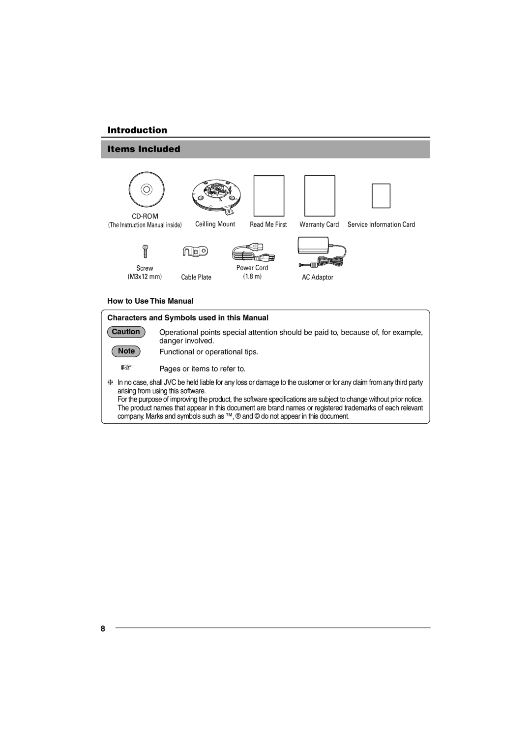 JVC VN-C655U manual Introduction Items Included 