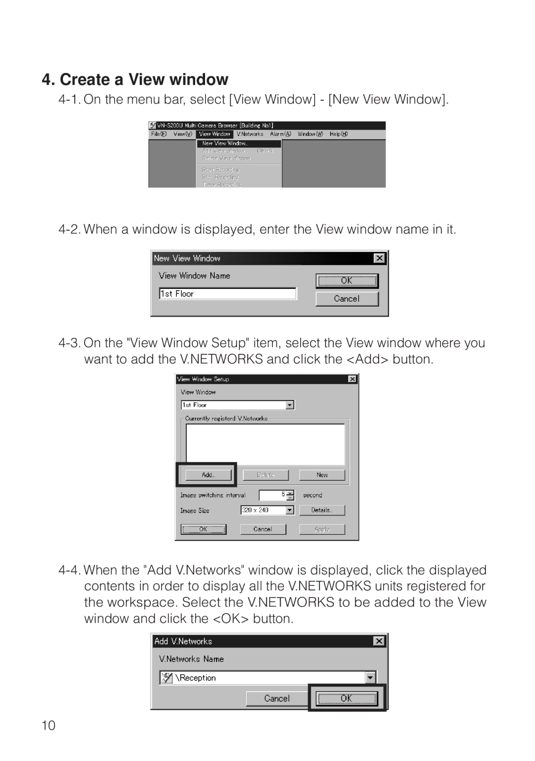 JVC VN-S200U/S100U manual Create a View window 