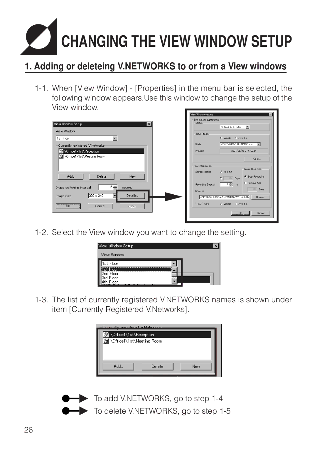 JVC VN-S200U/S100U manual Changing the View Window Setup 