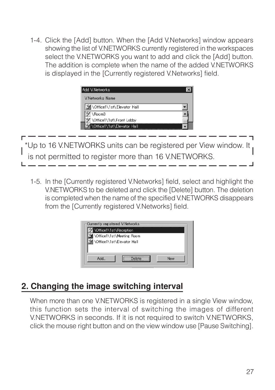 JVC VN-S200U/S100U manual Changing the image switching interval 