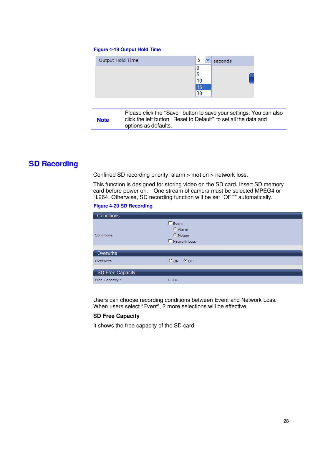 JVC VN-T16/U manual SD Recording, Confined SD recording priority alarm motion network loss 