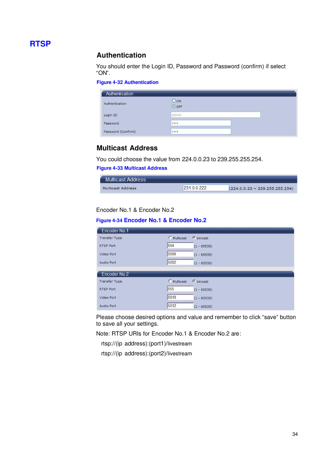 JVC VN-T16/U manual Authentication, Multicast Address 