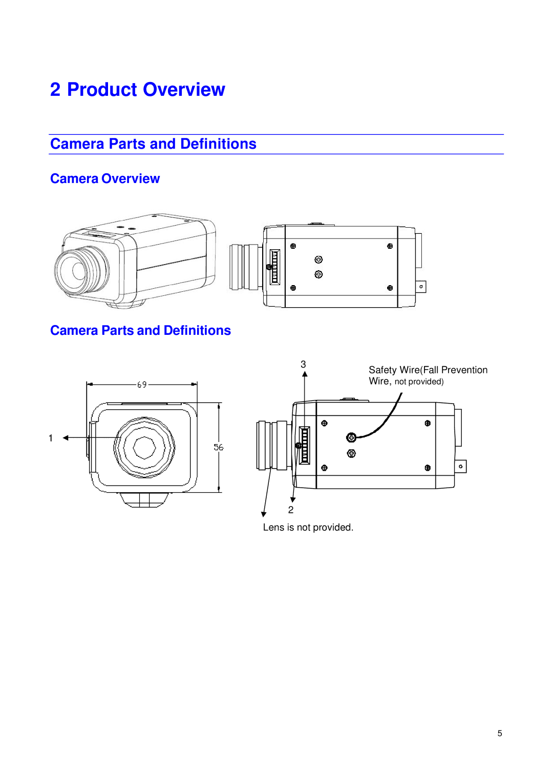 JVC VN-T16/U manual Product Overview, Camera Overview Camera Parts and Definitions 