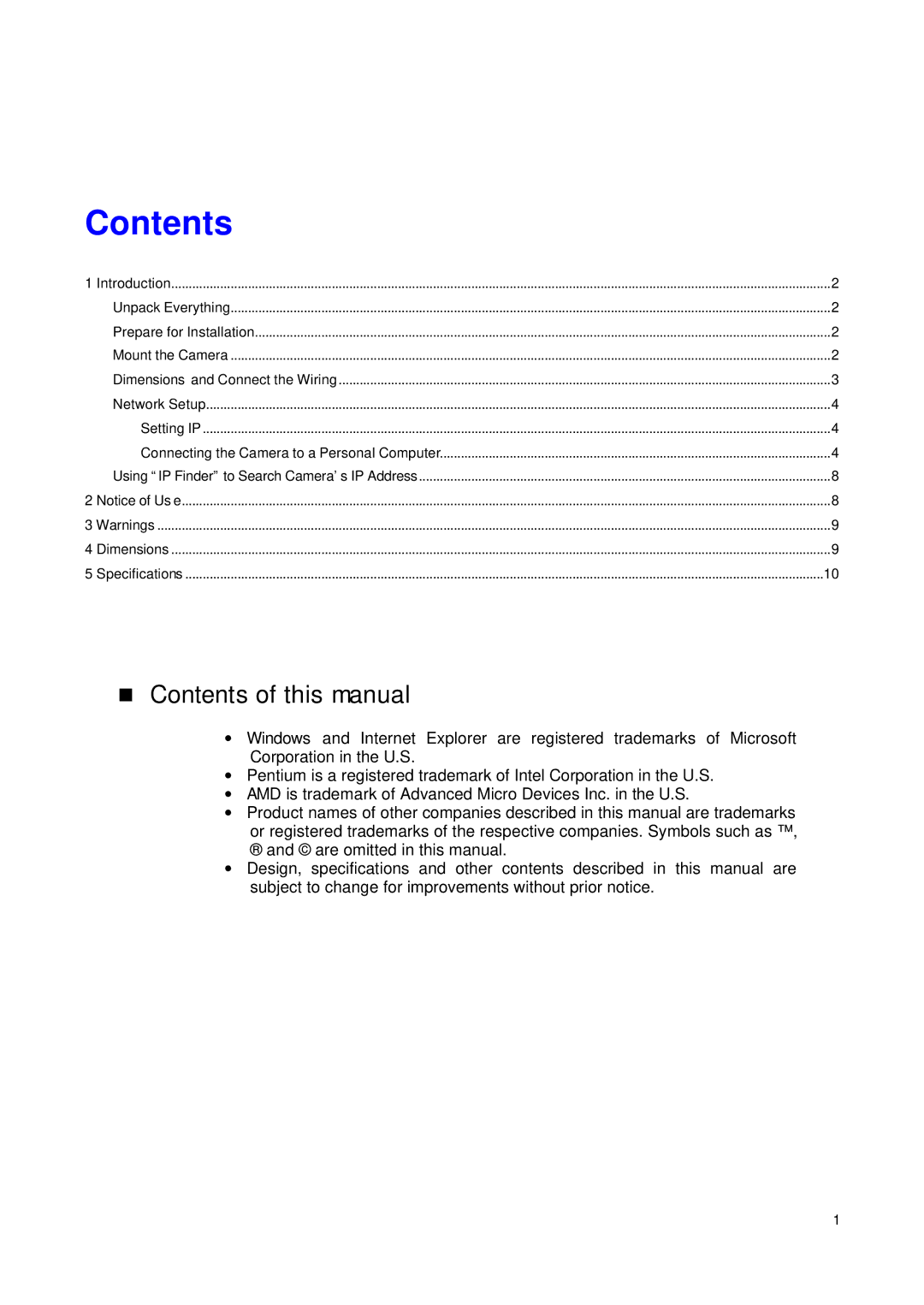 JVC VN-T16/U manual Contents 