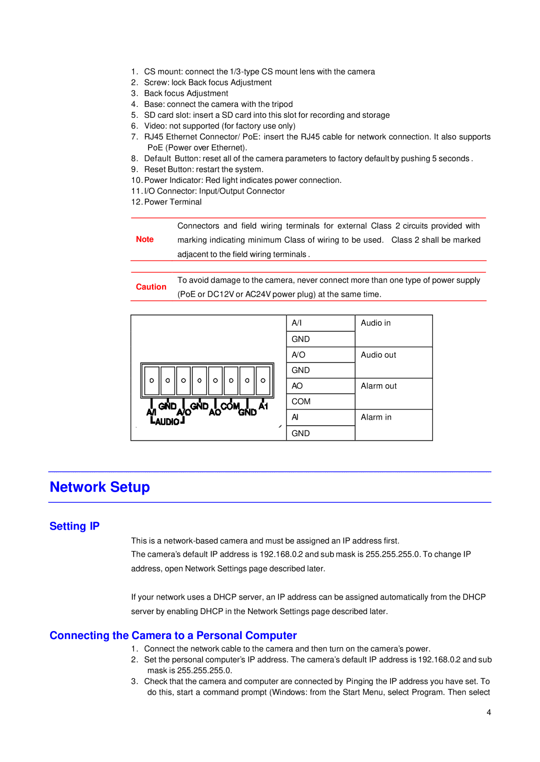 JVC VN-T16/U manual Network Setup, Setting IP 