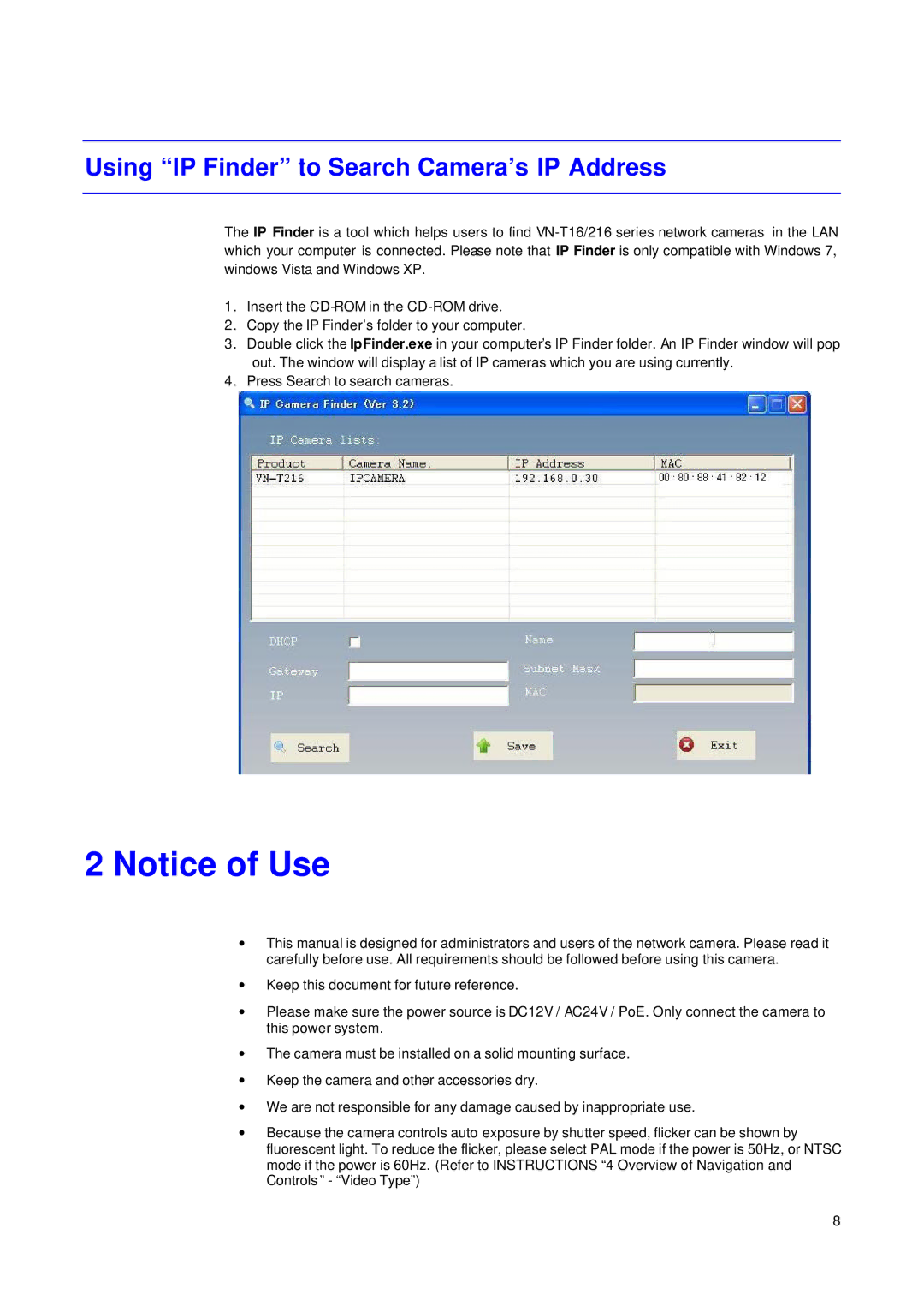 JVC VN-T16/U manual Using IP Finder to Search Camera’s IP Address 