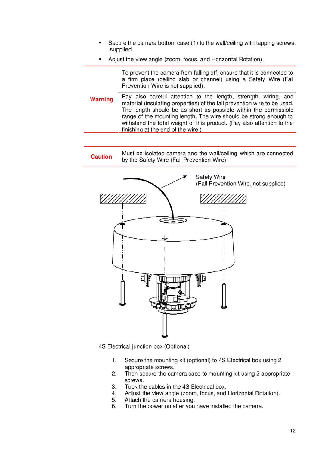 JVC VN-T216VPRU manual Firm place ceiling slab or channel using a Safety Wire Fall 