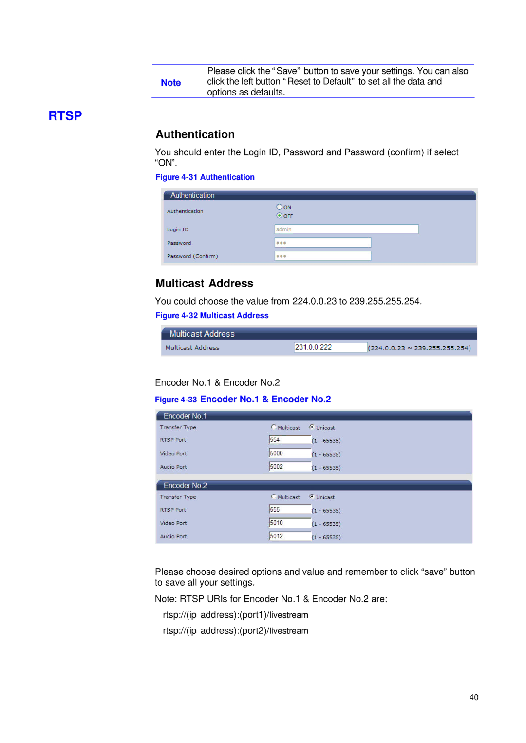 JVC VN-T216VPRU manual Authentication, Multicast Address 