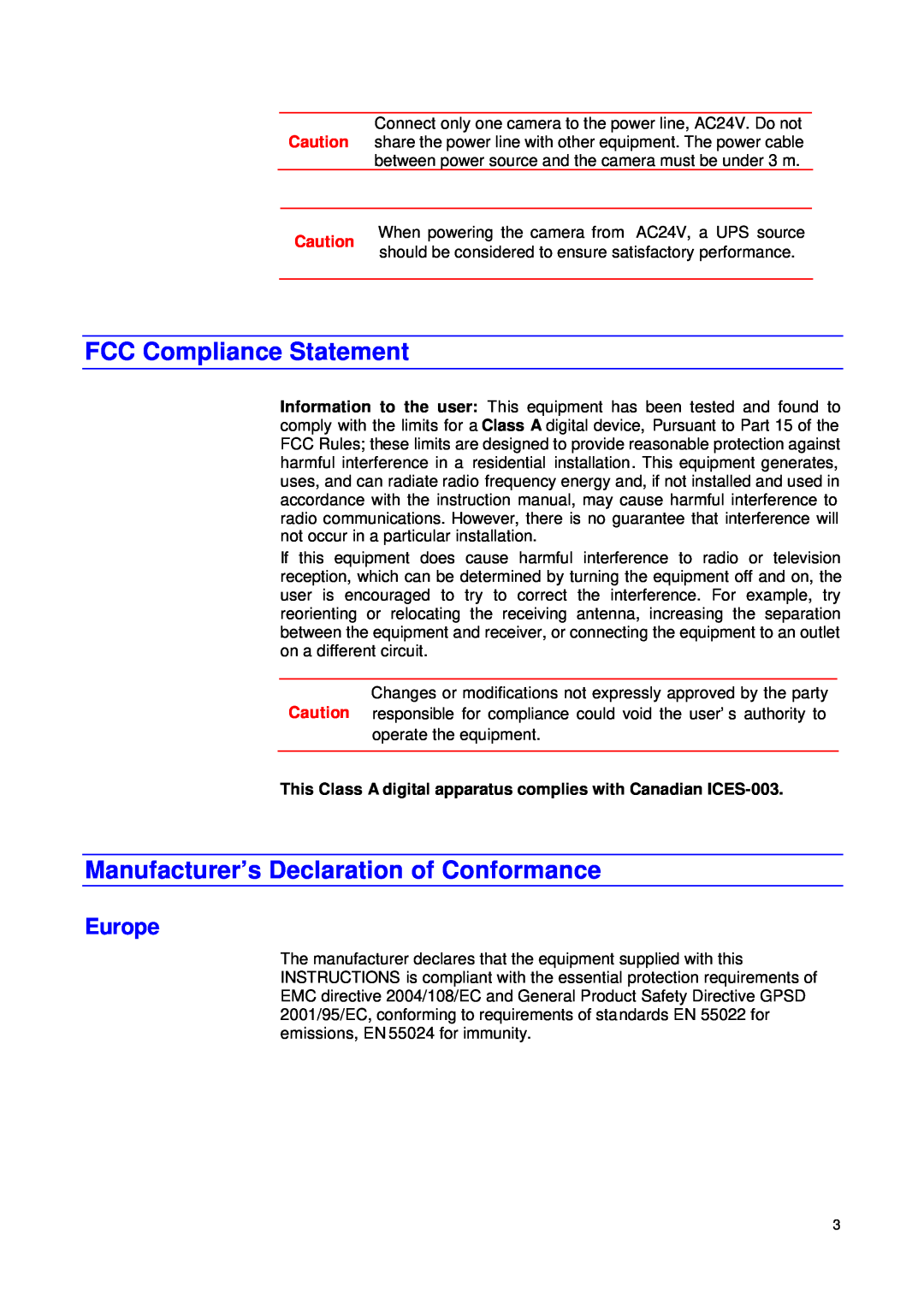 JVC VN-T216VPRU manual FCC Compliance Statement, Manufacturer’s Declaration of Conformance, Europe 