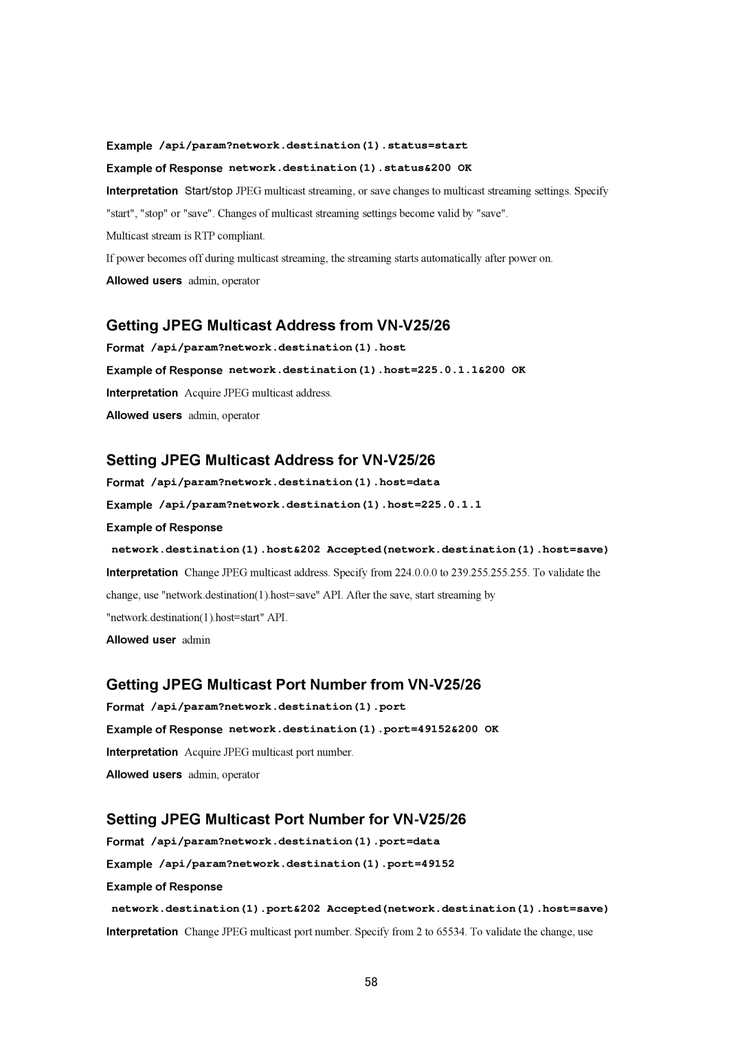 JVC VN-V25U, VN-V26U manual Getting Jpeg Multicast Address from VN-V25/26, Setting Jpeg Multicast Address for VN-V25/26 