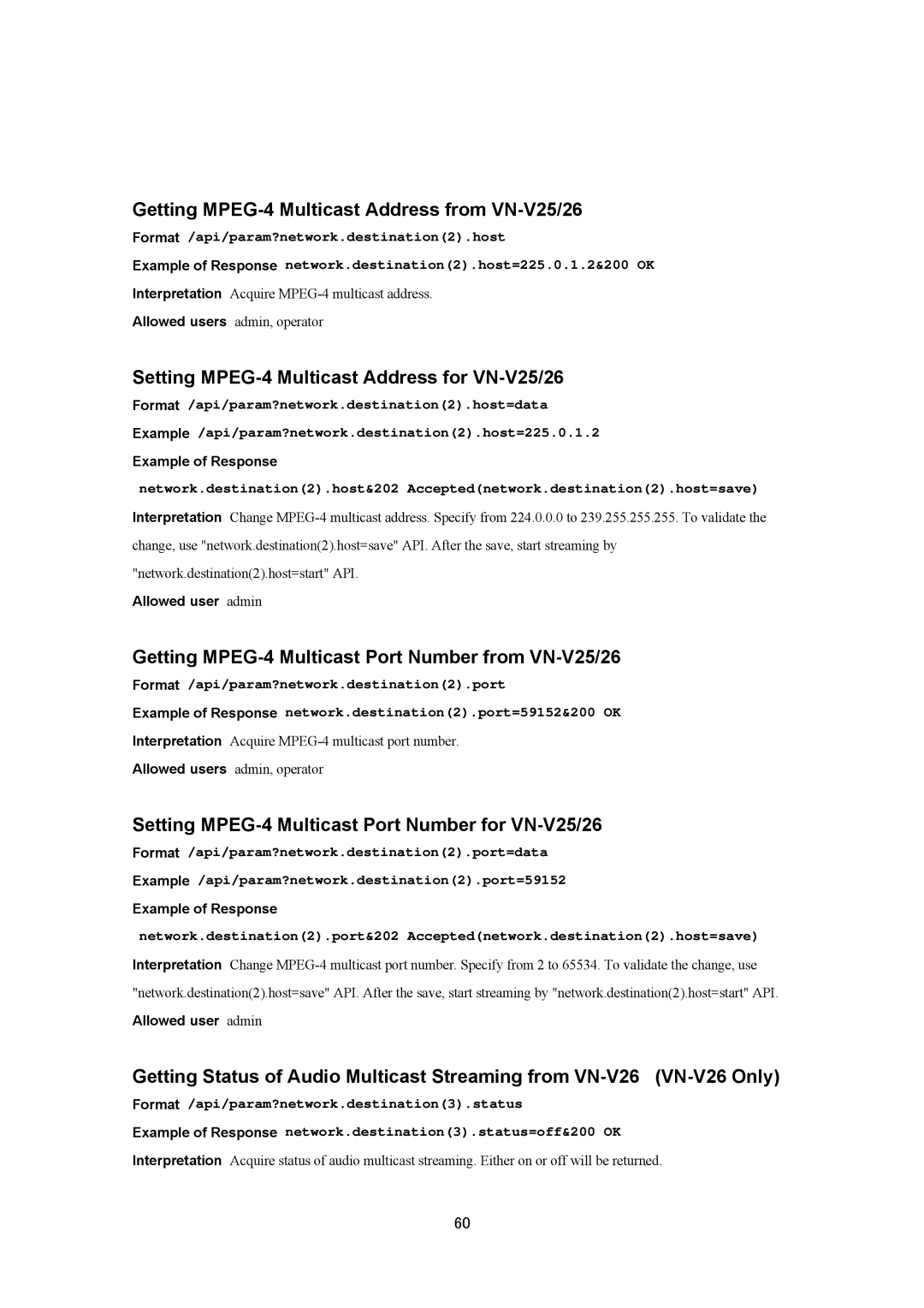 JVC VN-V25U, VN-V26U manual Getting MPEG-4 Multicast Address from VN-V25/26, Setting MPEG-4 Multicast Address for VN-V25/26 