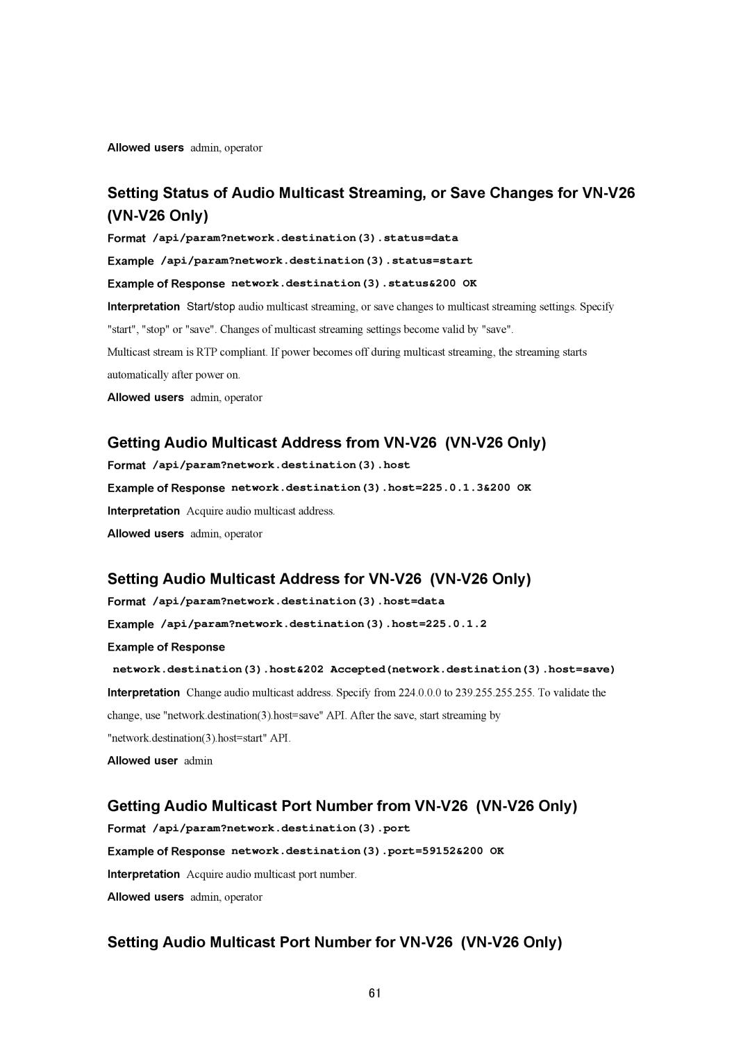 JVC VN-V26U, VN-V25U manual Getting Audio Multicast Address from VN-V26 VN-V26 Only 