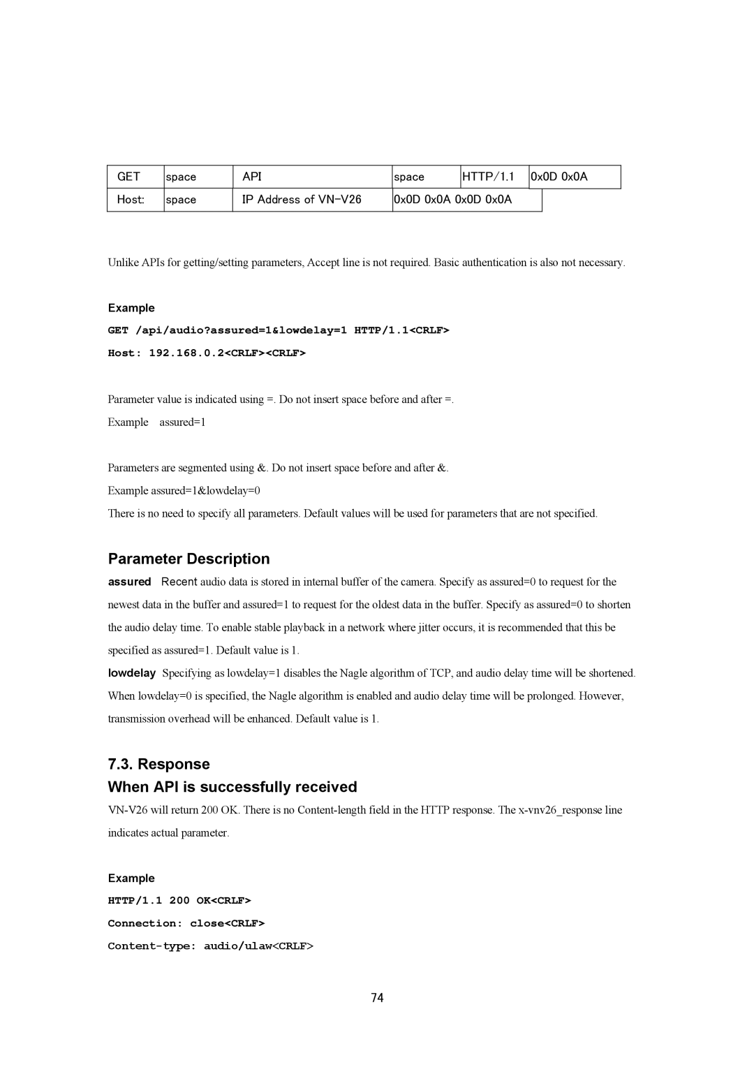 JVC VN-V25U, VN-V26U manual Parameter Description 