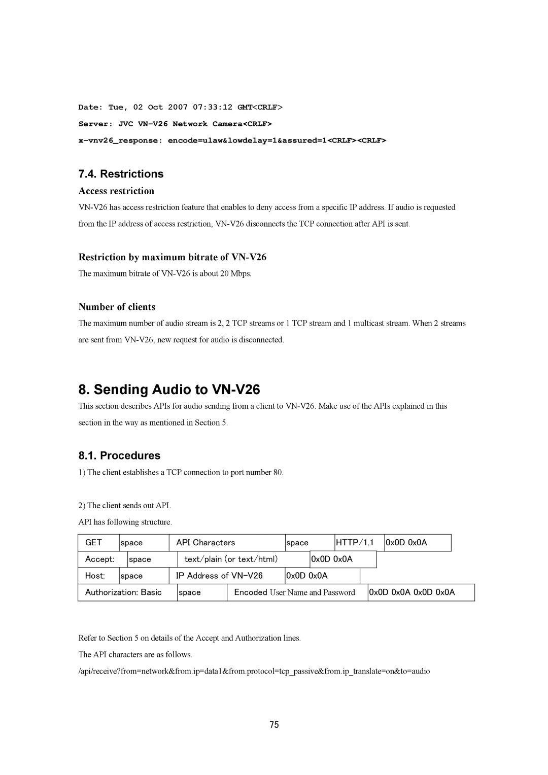 JVC VN-V26U, VN-V25U manual Sending Audio to VN-V26, Procedures 