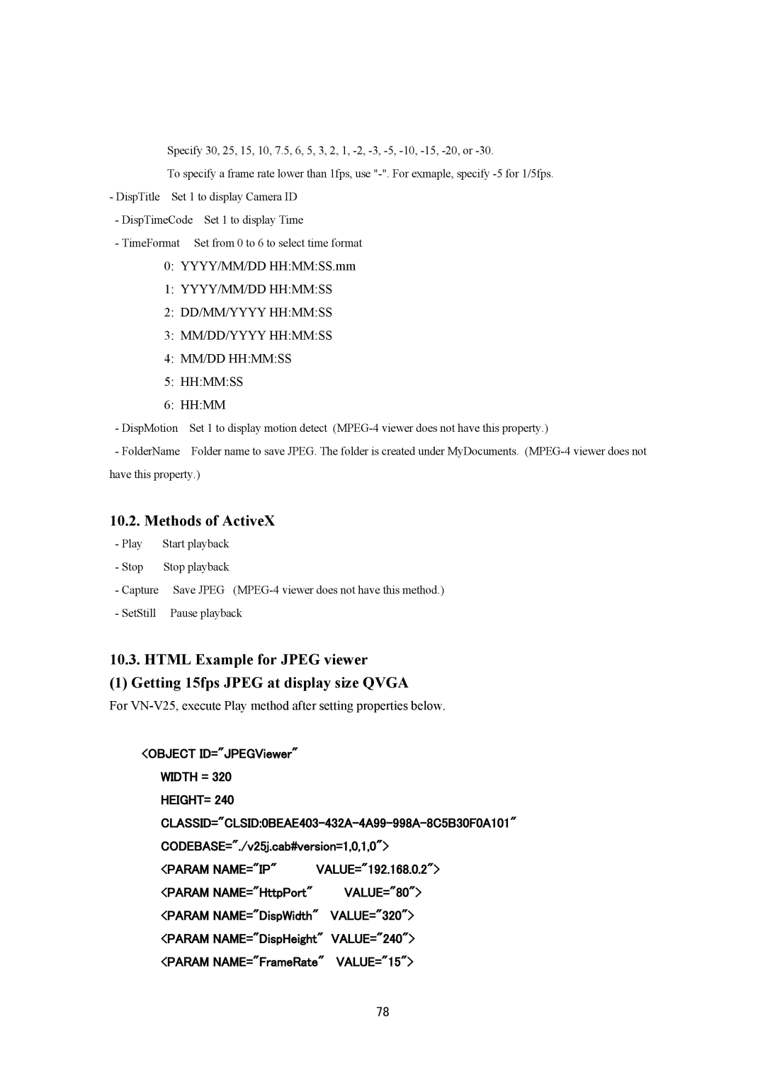 JVC VN-V25U, VN-V26U manual Methods of ActiveX 