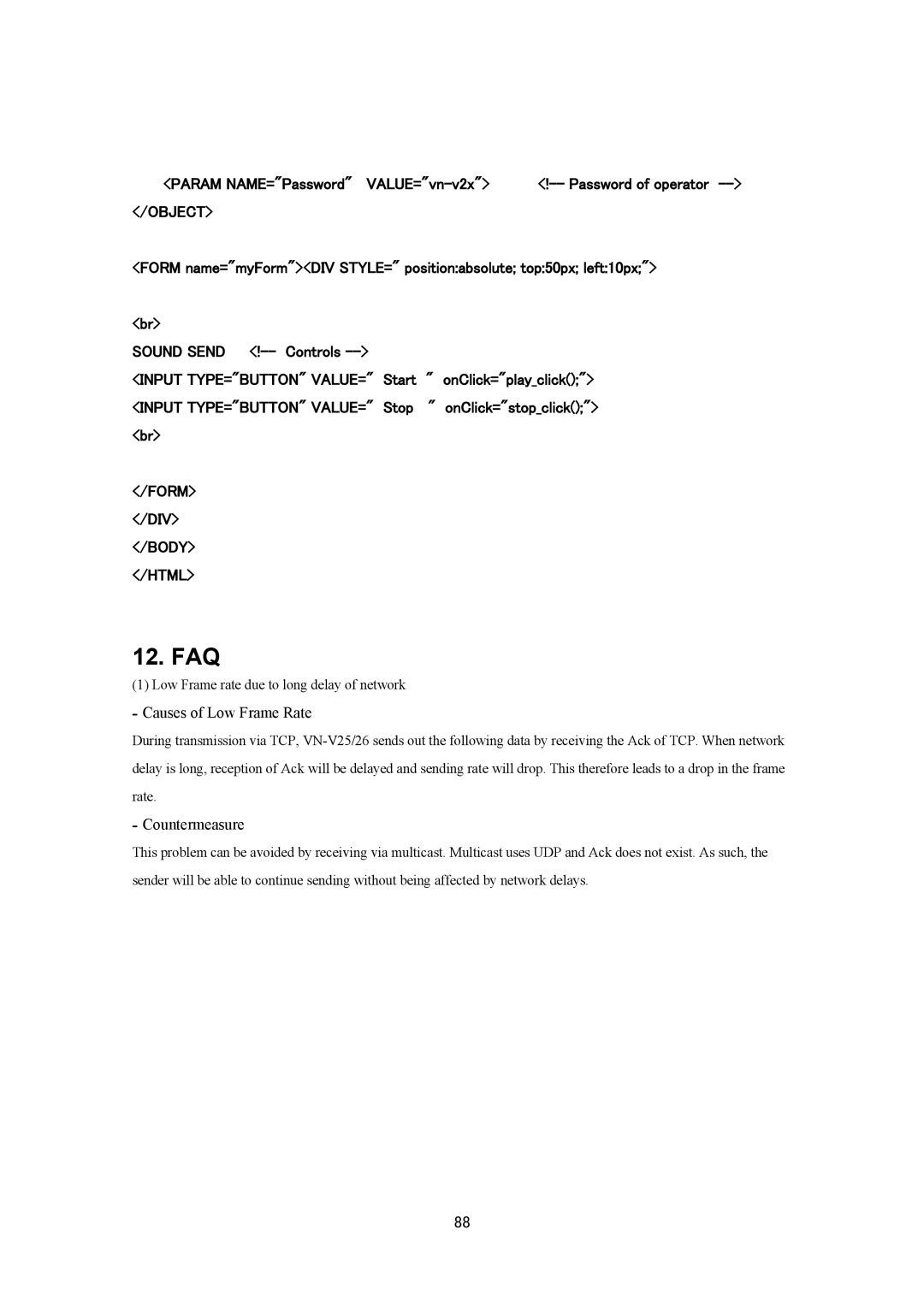 JVC VN-V25U, VN-V26U manual Faq, Causes of Low Frame Rate 