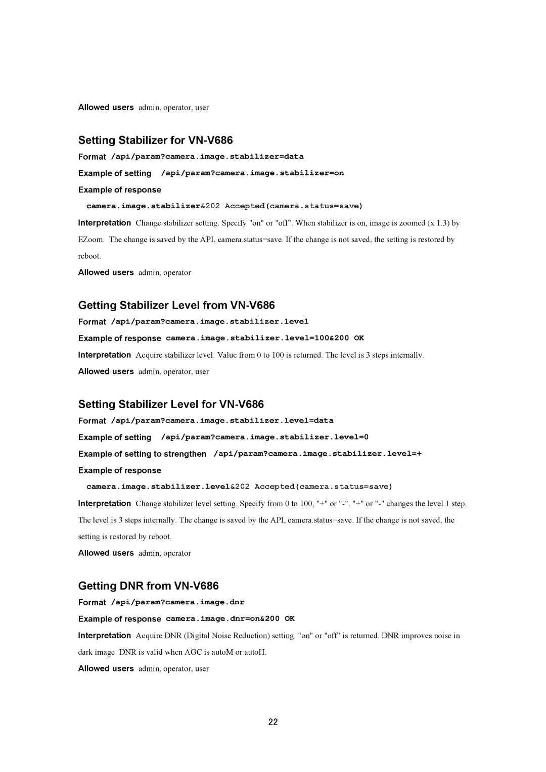 JVC VN-V686U Setting Stabilizer for VN-V686, Getting Stabilizer Level from VN-V686, Setting Stabilizer Level for VN-V686 